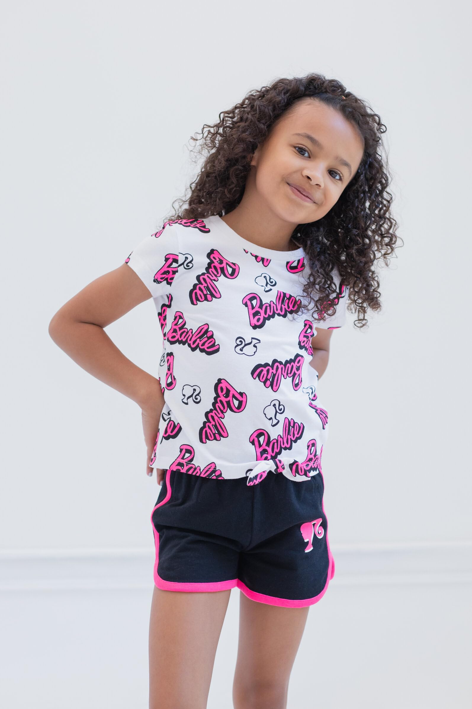 Foto 7 pulgar | Camiseta Barbie Para Niñas Pequeñas Y Pantalones Cortos Dolp - Venta Internacional.