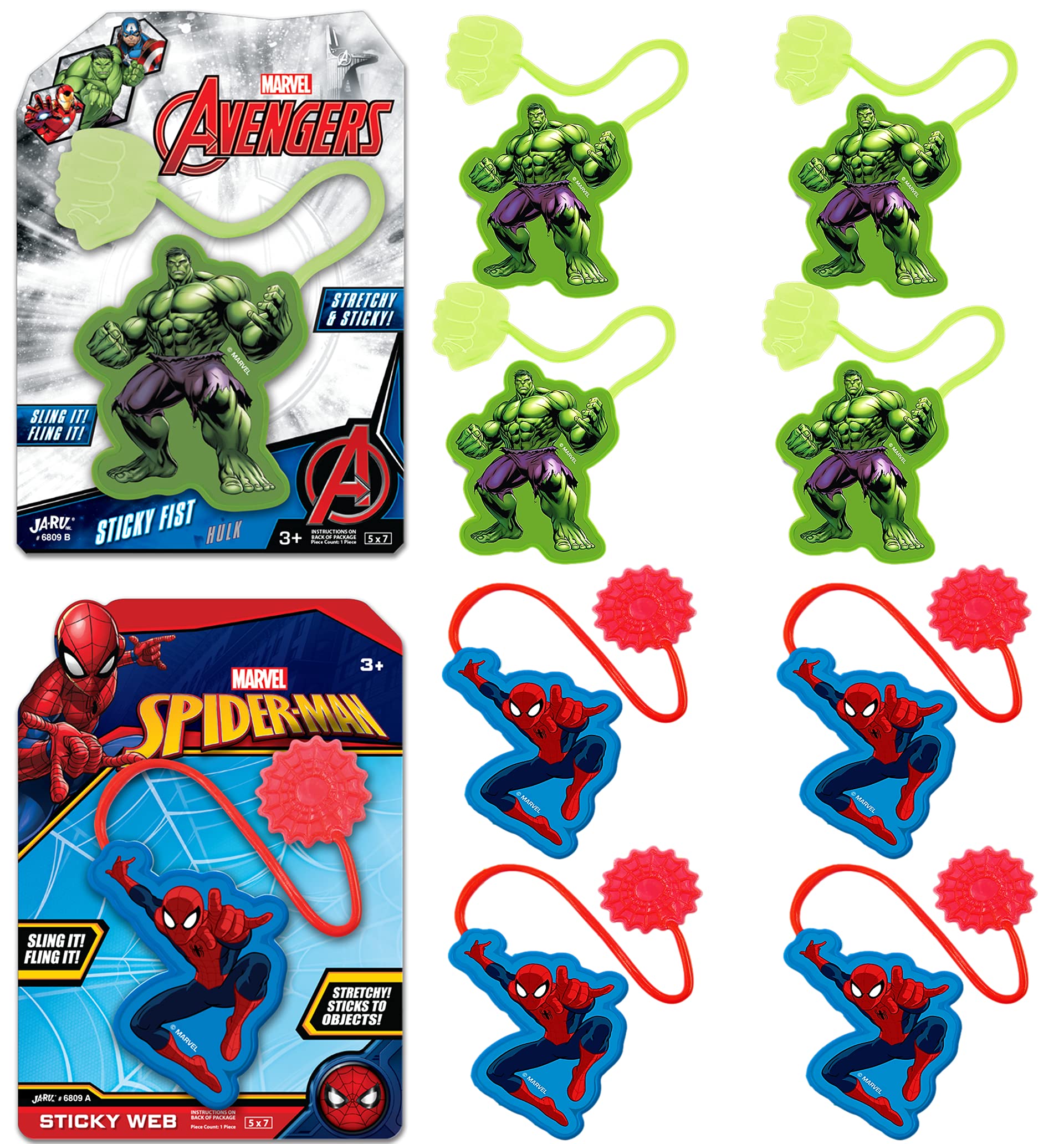 Foto 2 pulgar | Juguete Elástico Adhesivo Ja-ru Marvel Spiderman & Hulk Para Niños - Venta Internacional.