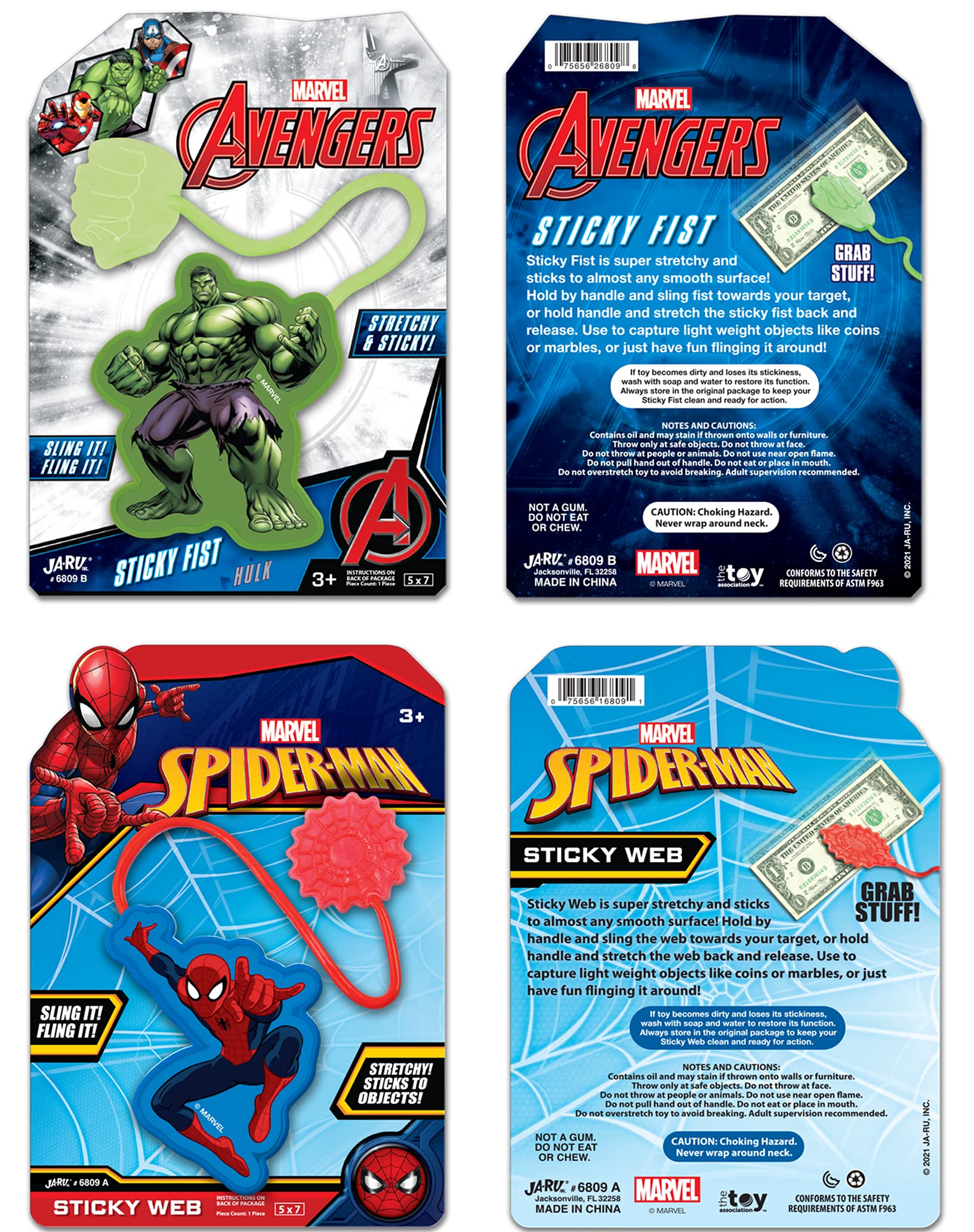 Foto 5 | Juguete Elástico Adhesivo Ja-ru Marvel Spiderman & Hulk Para Niños - Venta Internacional.