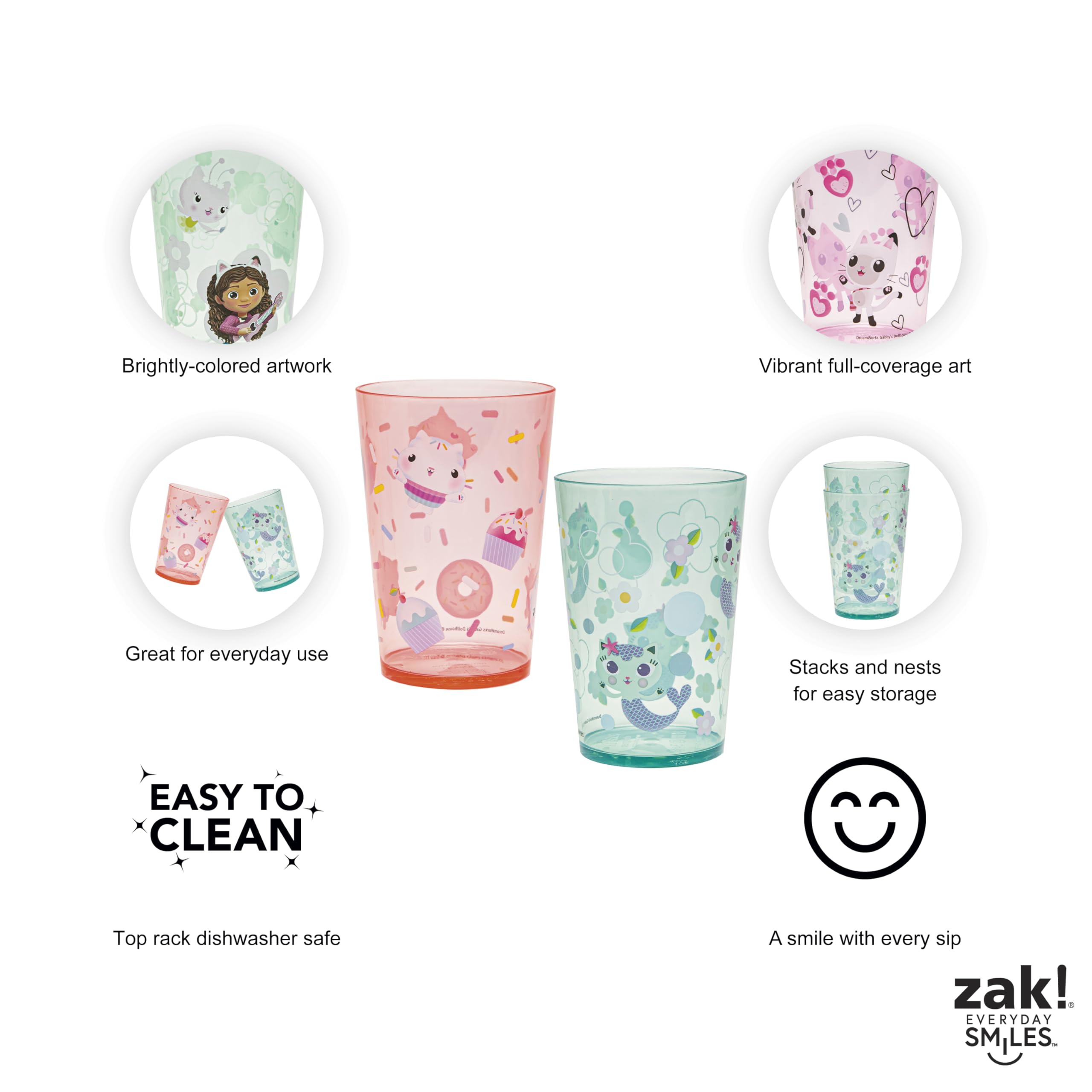 Foto 5 pulgar | Set De Vasos Zak Designs Dreamworks Gabby's Dollhouse, 430 Ml, Paquete De 4 - Venta Internacional.