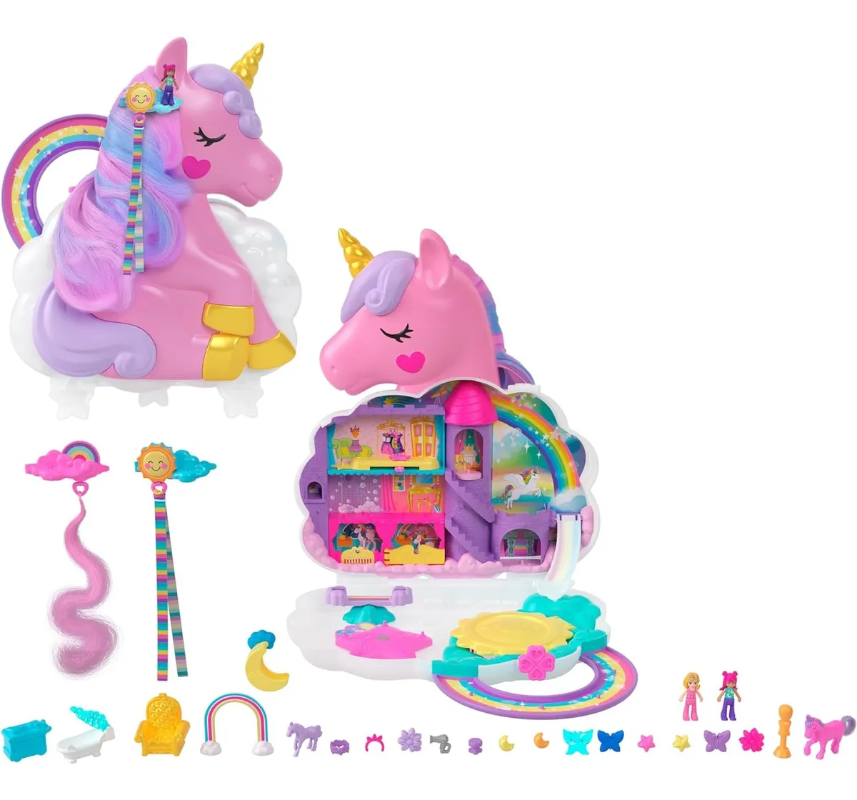 Foto 1 | Polly Pocket Juguete De Viaje 2 En 1  Diseño De Unicornio