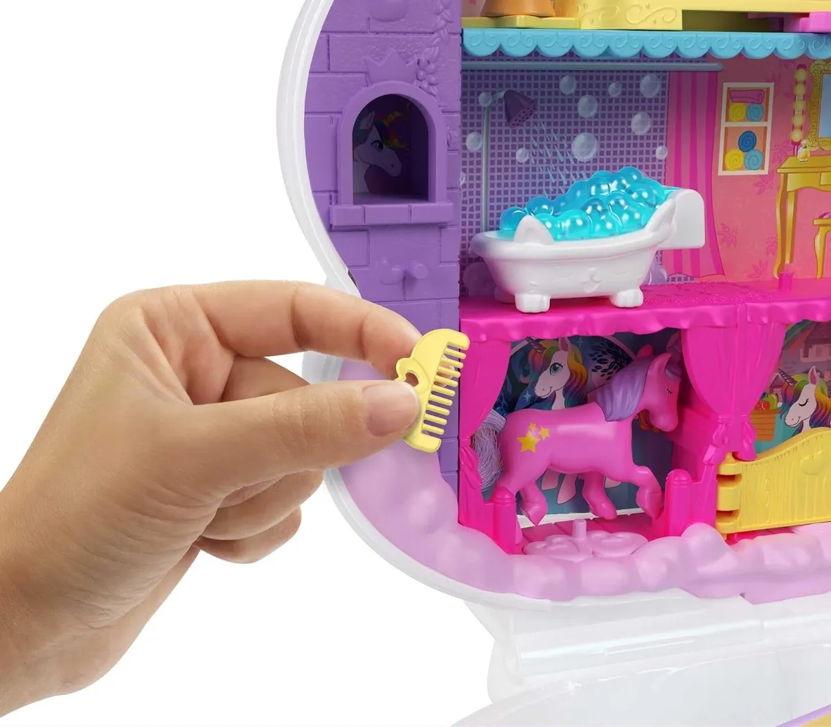 Foto 4 | Polly Pocket Juguete De Viaje 2 En 1  Diseño De Unicornio