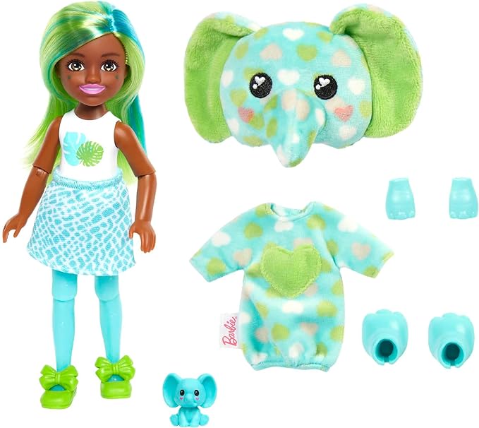 Foto 4 pulgar | Barbie Cutie Reveal Chelsea - Muñeca Pequeña, Disfraz De Elefante De La Serie Jungle, 7 Sorpresas Incluyen Min