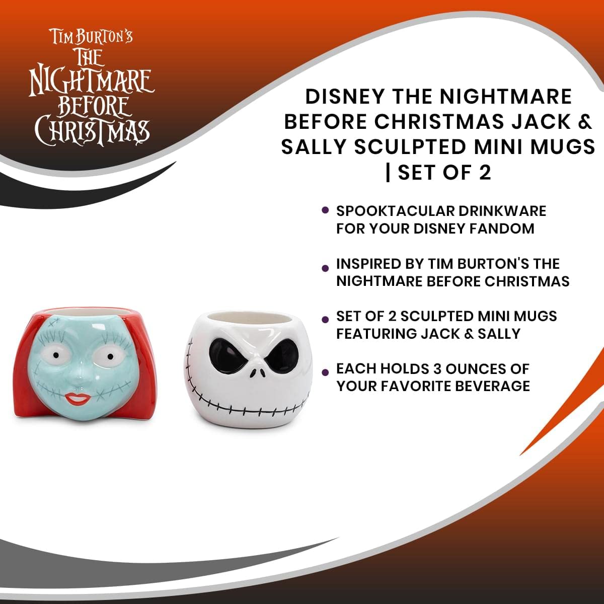 Foto 8 pulgar | Set De Minitazas Disney The Nightmare Before Christmas Jack & Sally - Venta Internacional.