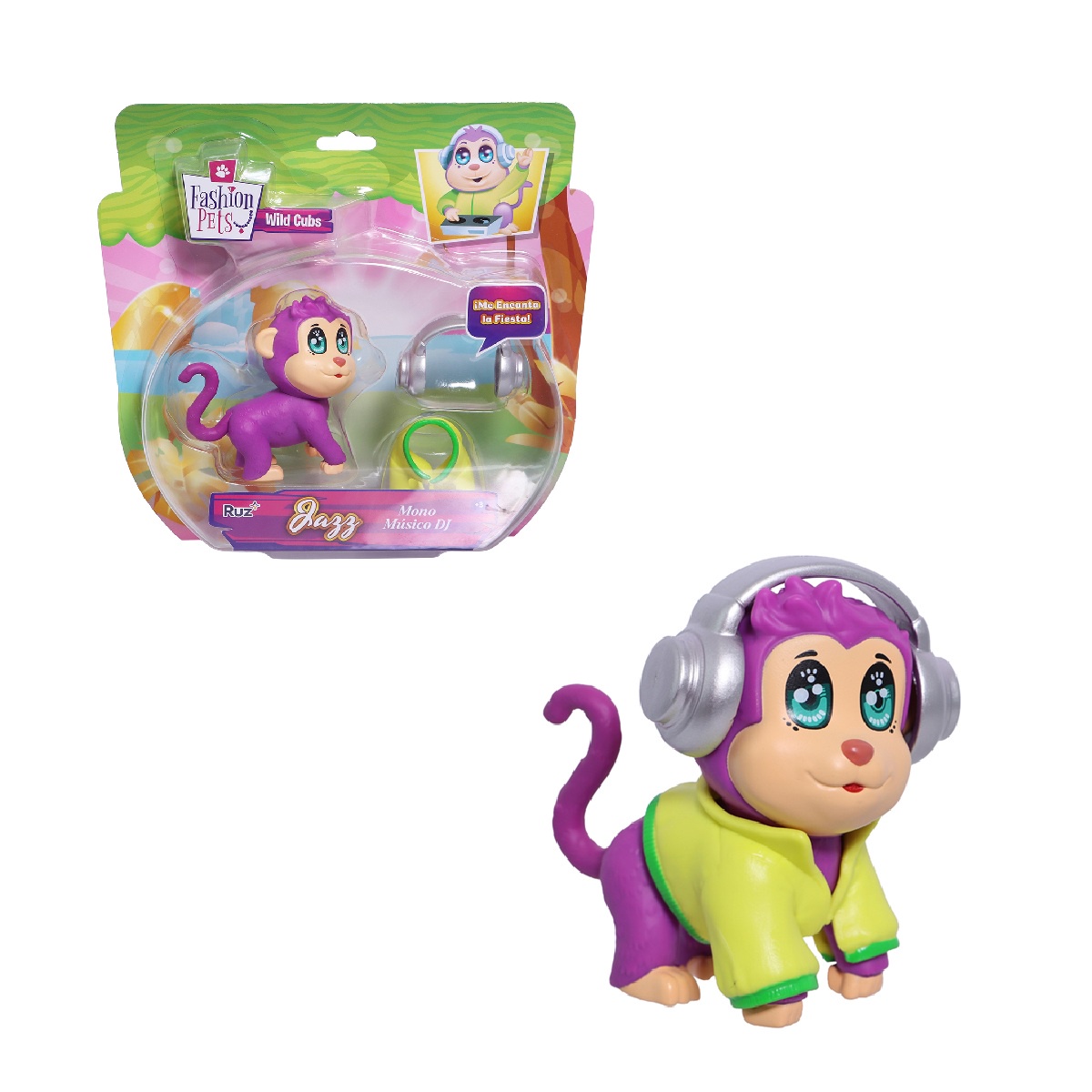 Foto 2 pulgar | Figuras Ruz Fashion Pets Wild Cubs (monkey Dj 10 Cm)