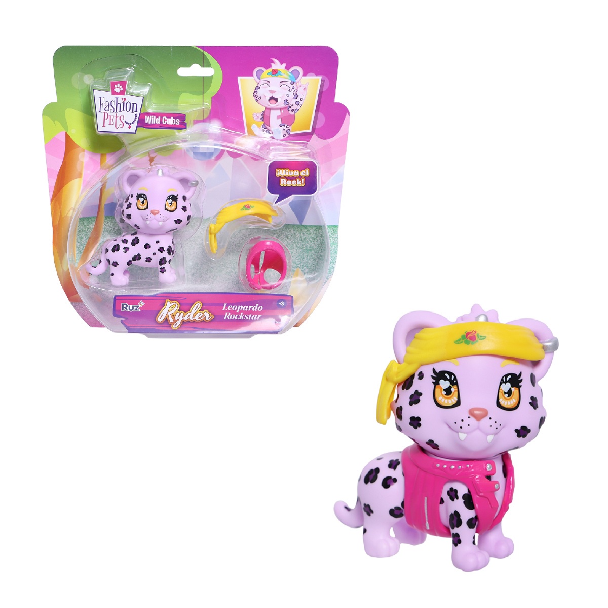 Foto 2 pulgar | Figuras Ruz Fashion Pets Wild Cubs (leopardo Rockstar 10 Cm)