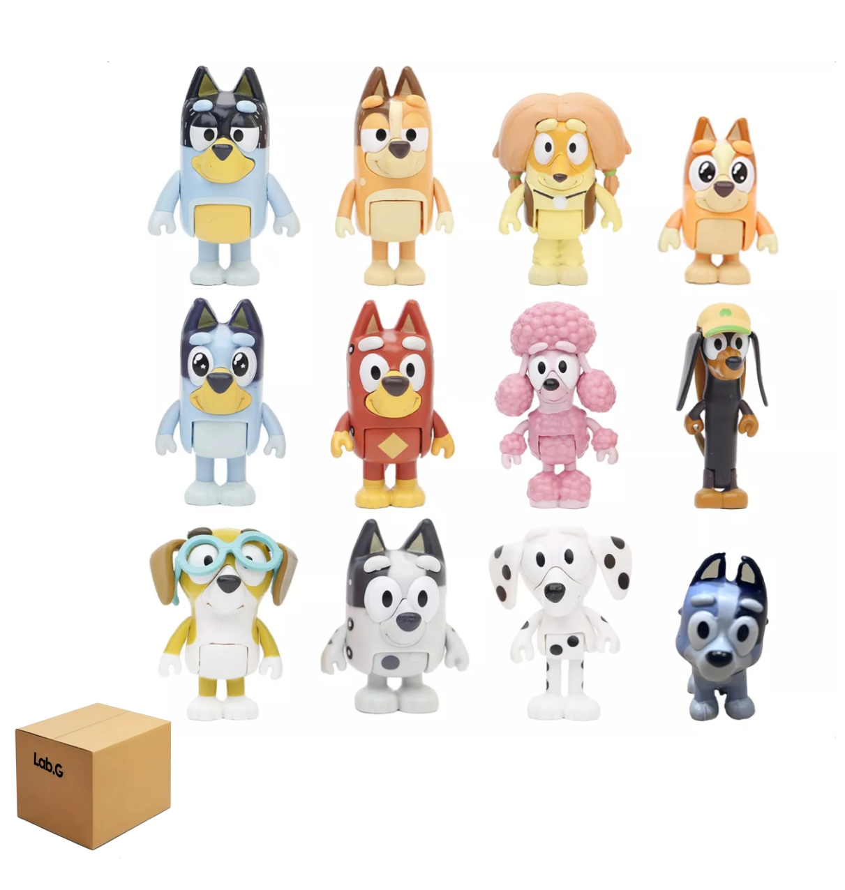 Foto 2 pulgar | 12pcs Bluey Familia Y Amigos Lab.g Figura Modelo Juguete Colores Mixtos
