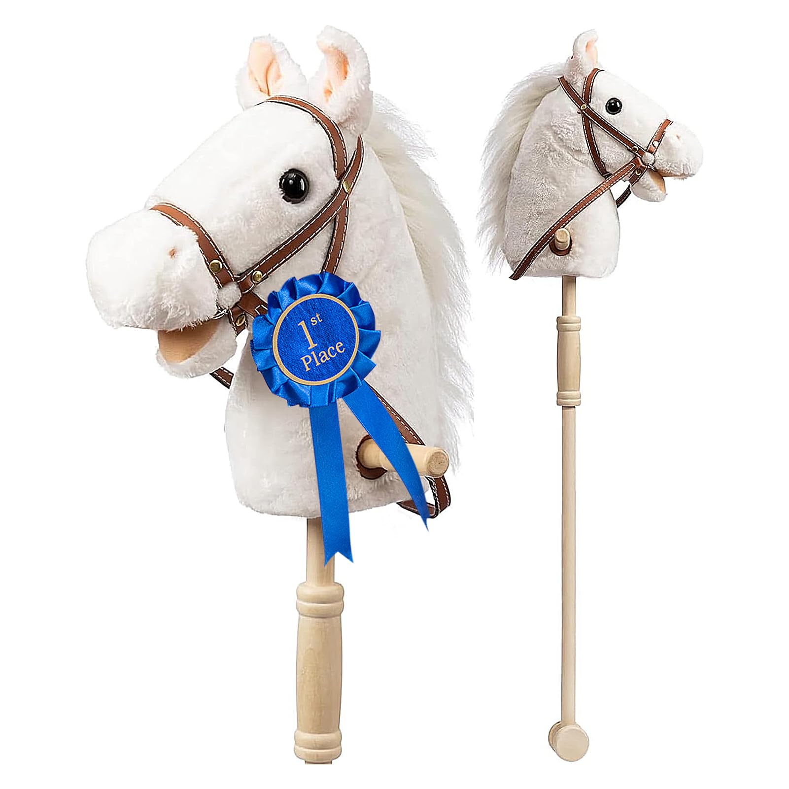 Palo De Peluche Con Forma De Caballo Hollyhome, Blanco, Con Cinta Desmontable, 91 Cm - Venta Internacional.