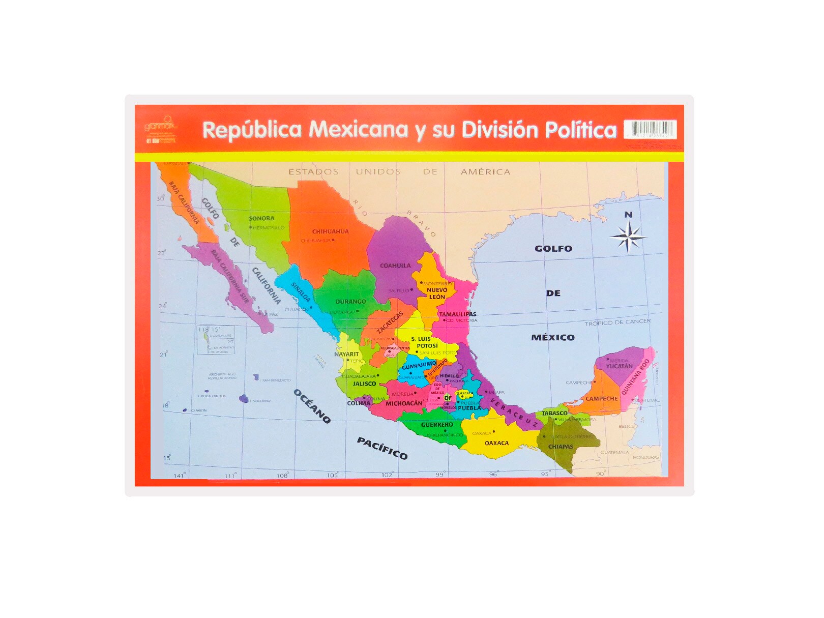 Póster Didáctico Chico: Republica Mexicana Y Su División PolíTica 35 X 50 Cm Póster Didáctico Chico: Republica Mexicana Y Su División PolíTica 35 X 50 Cm