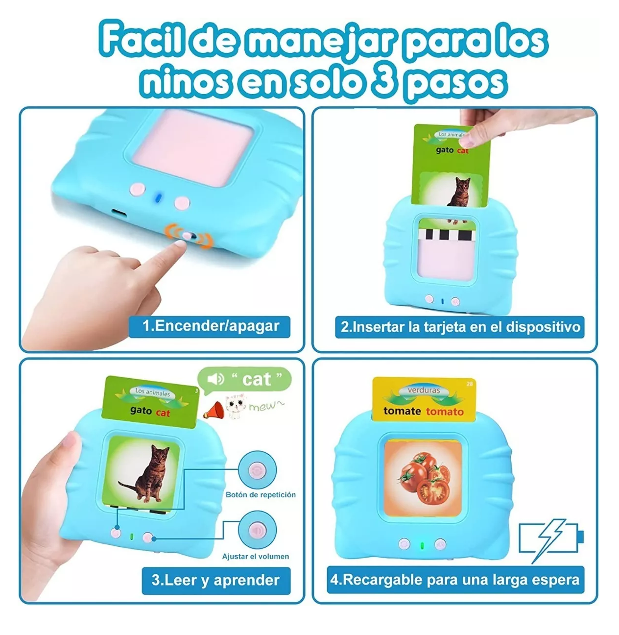 Foto 3 pulgar | Juguetes Educativos Tarjetas Alfabetizacion Español e Ingles Azul