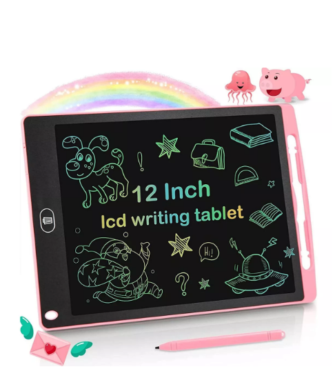 Pizarron Magico Infantil, Tablero De Dibujo Electrónico, Lcd De 12 Pulgadas, Colorido Reutilizables Juguete Ed