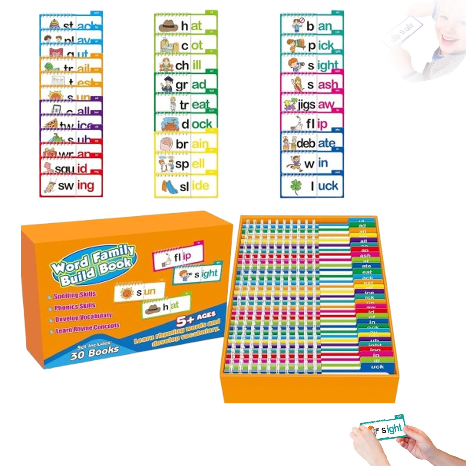 Foto 2 pulgar | Juego De 30 Libros Plegables Para Leer Y Rimar, Tarjetas Didácticas De Vocabulario Abc - Venta Internacional.