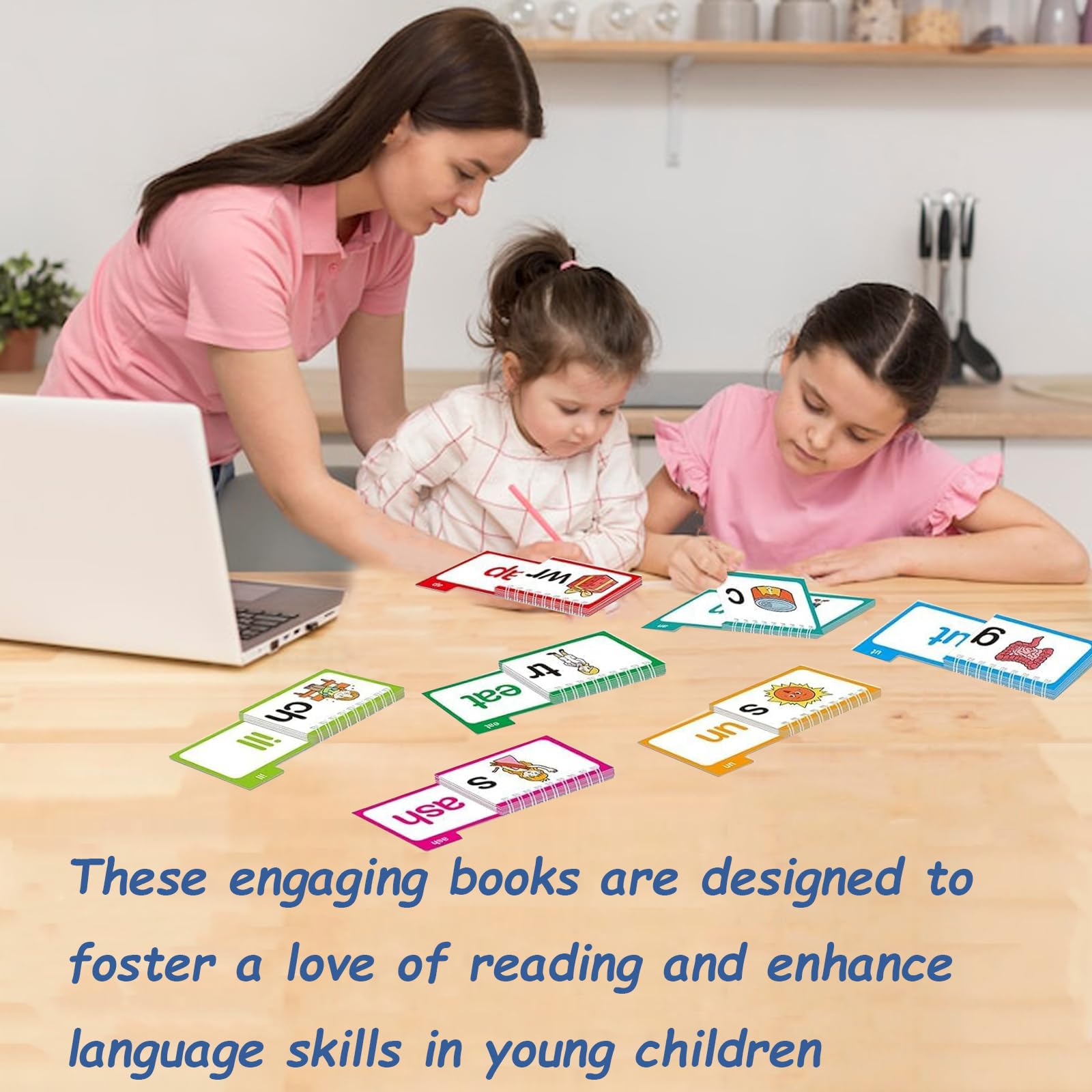 Foto 5 pulgar | Juego De 30 Libros Plegables Para Leer Y Rimar, Tarjetas Didácticas De Vocabulario Abc - Venta Internacional.
