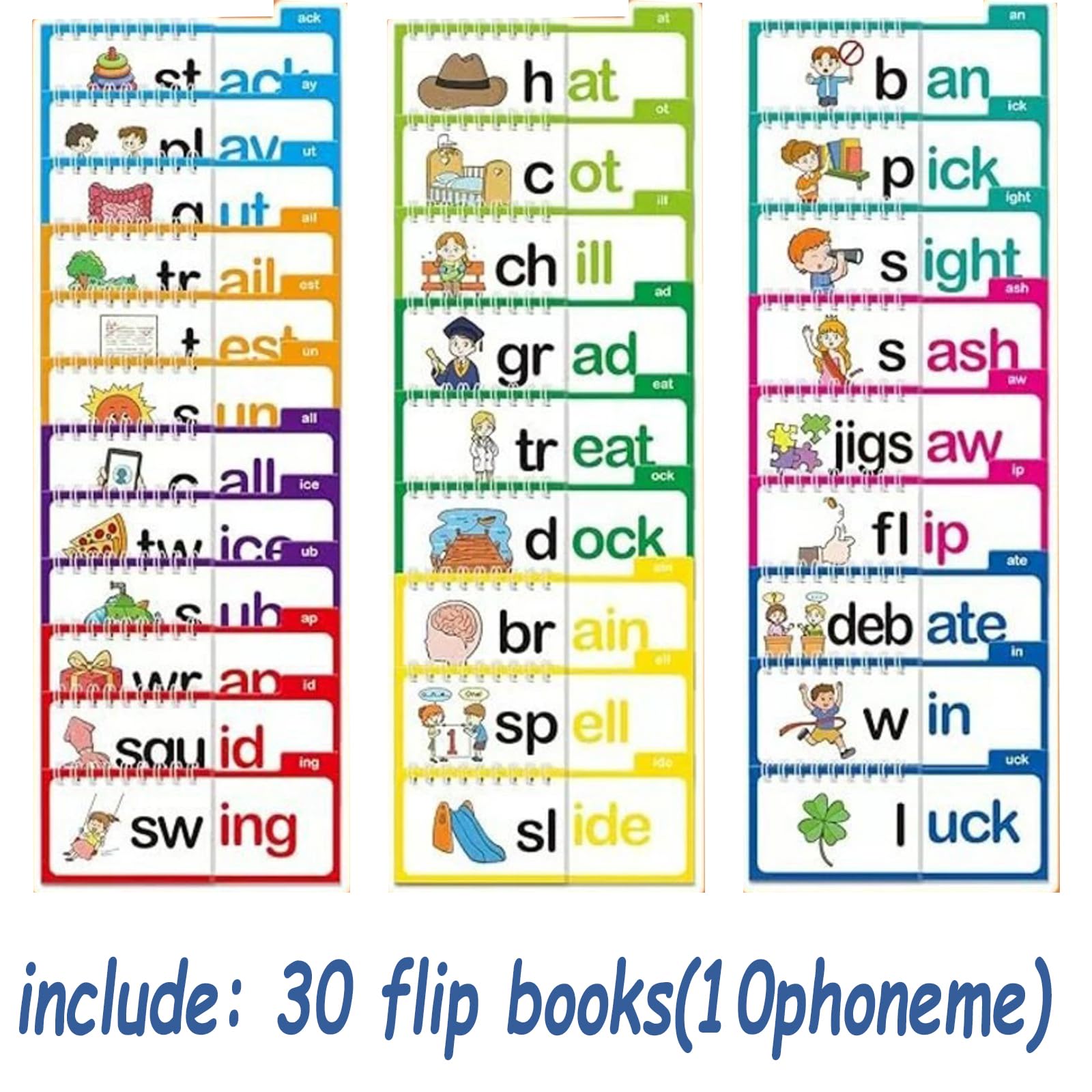 Foto 7 pulgar | Juego De 30 Libros Plegables Para Leer Y Rimar, Tarjetas Didácticas De Vocabulario Abc - Venta Internacional.
