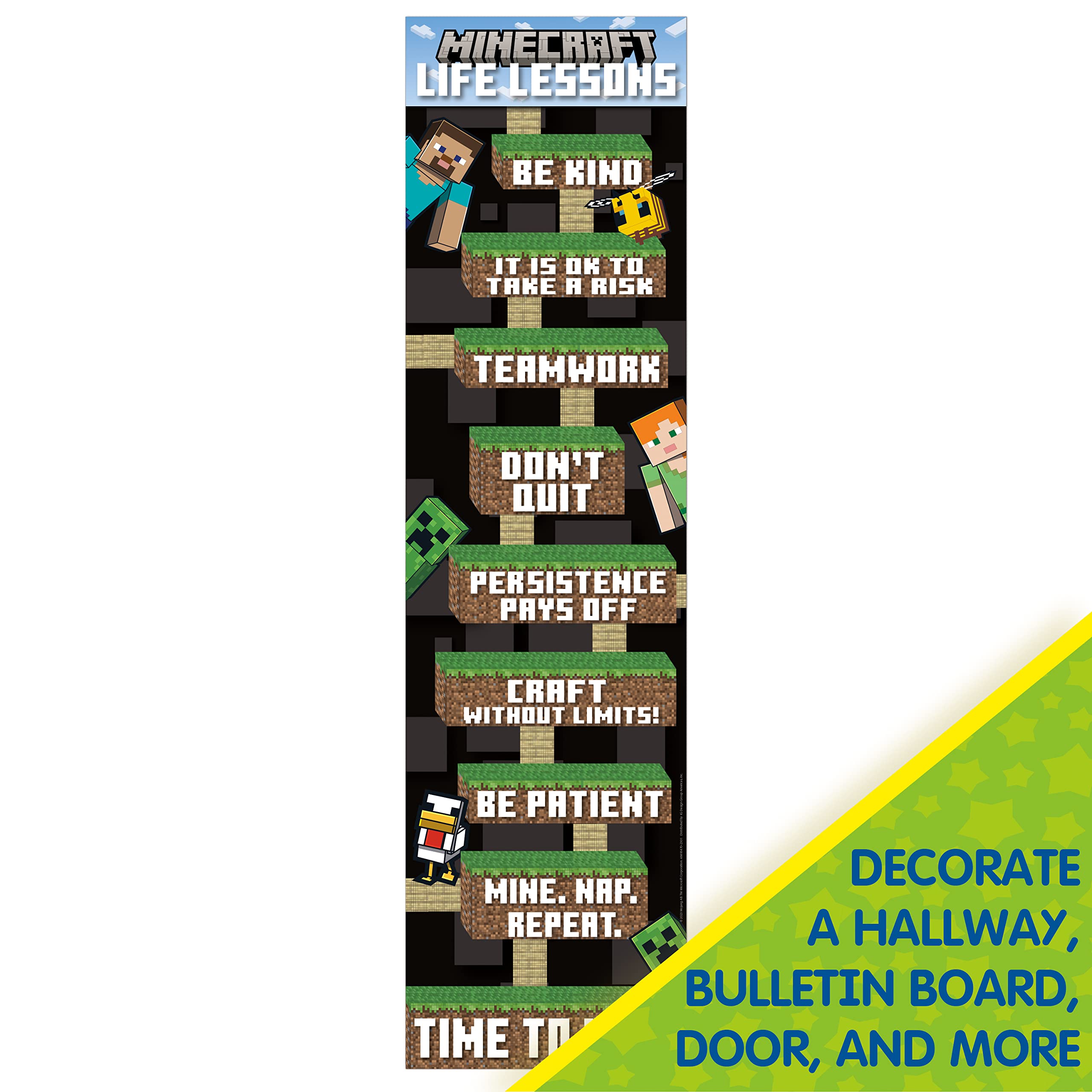 Foto 3 pulgar | Banner De Aula Eureka Minecraft Life Lessons 30 X 114 Cm - Venta Internacional.
