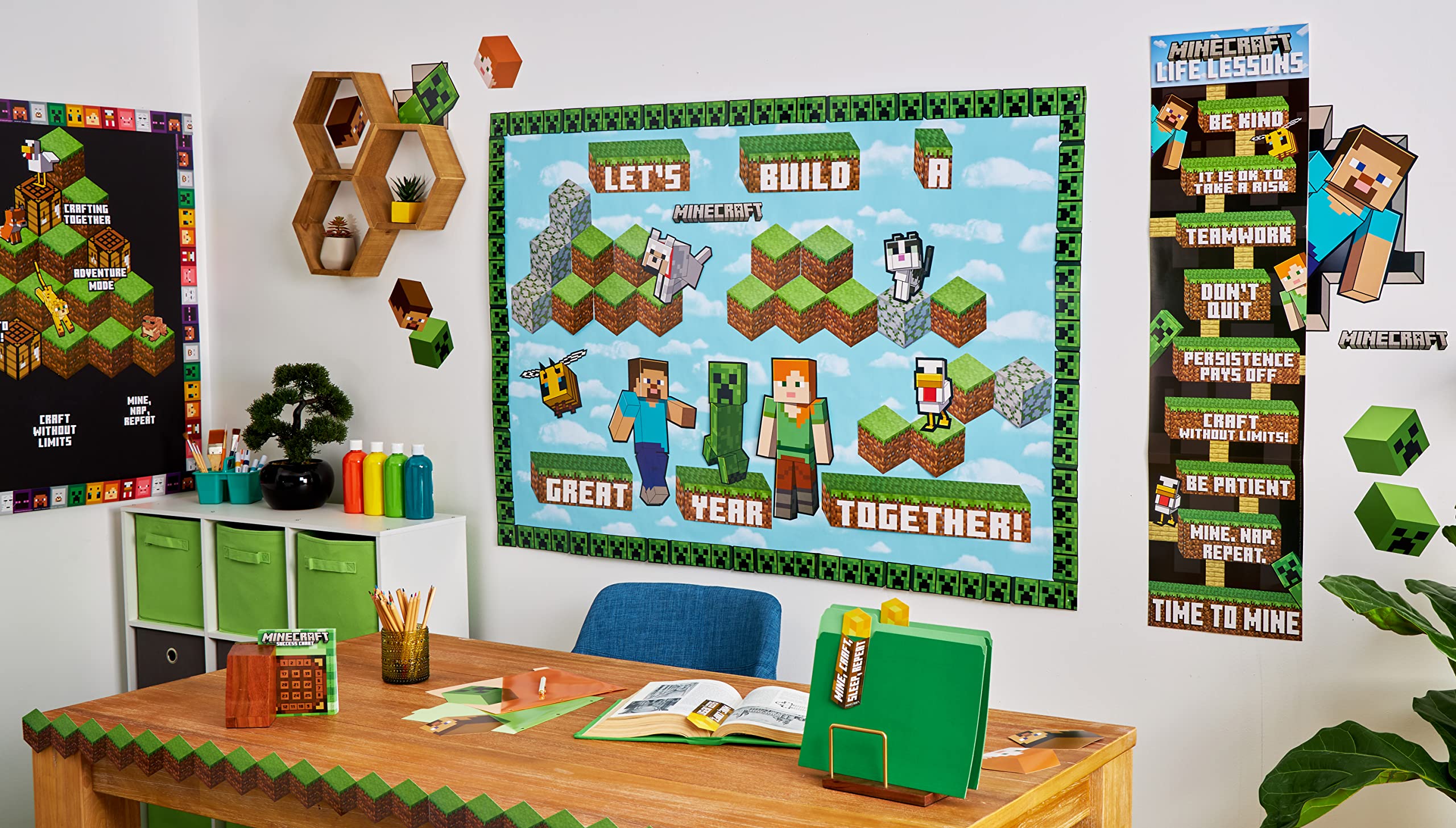Foto 5 pulgar | Banner De Aula Eureka Minecraft Life Lessons 30 X 114 Cm - Venta Internacional.