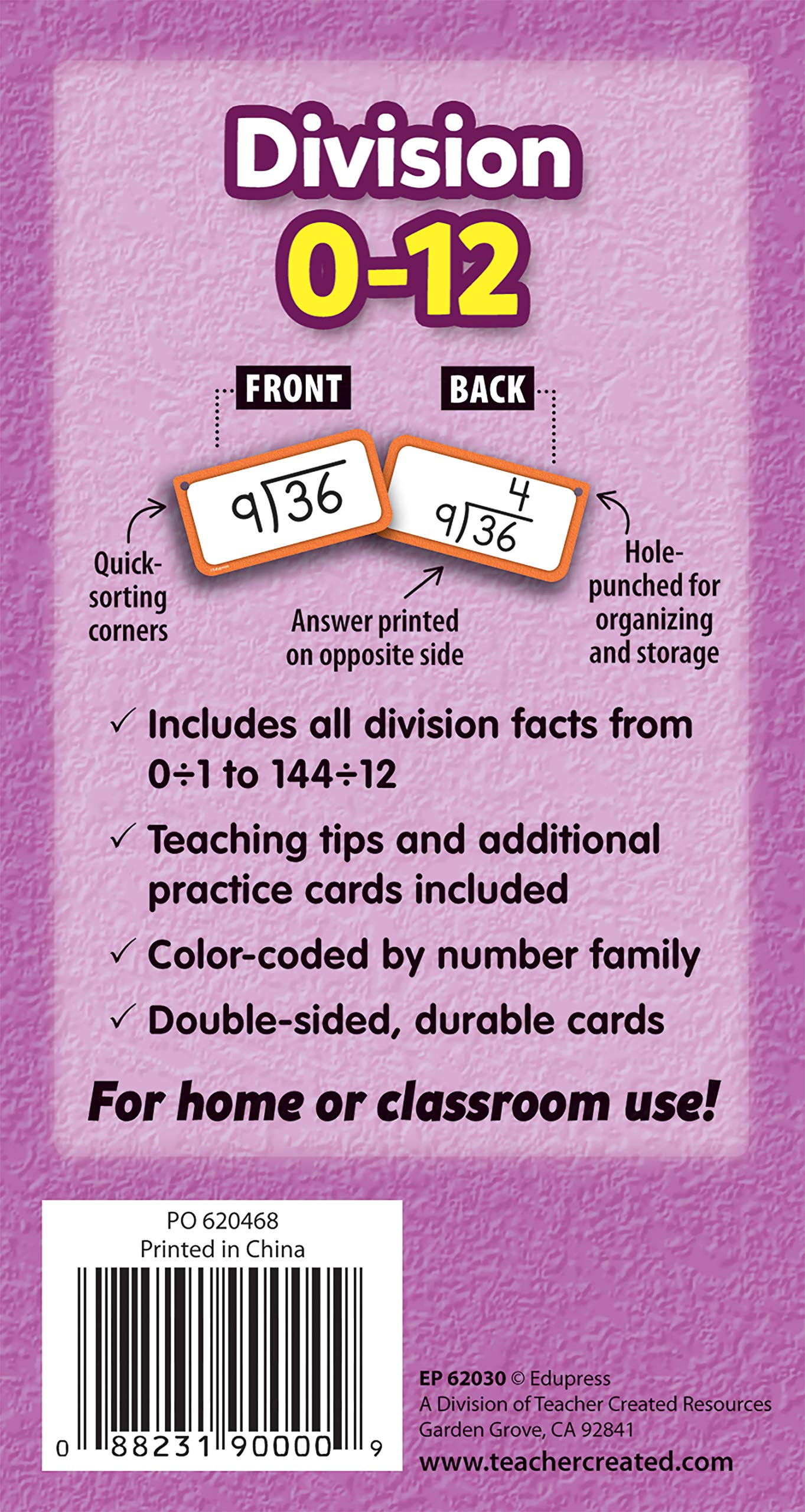 Foto 7 pulgar | Flash Cards Edupress Division Todos Los Datos 0-12 - Venta Internacional.