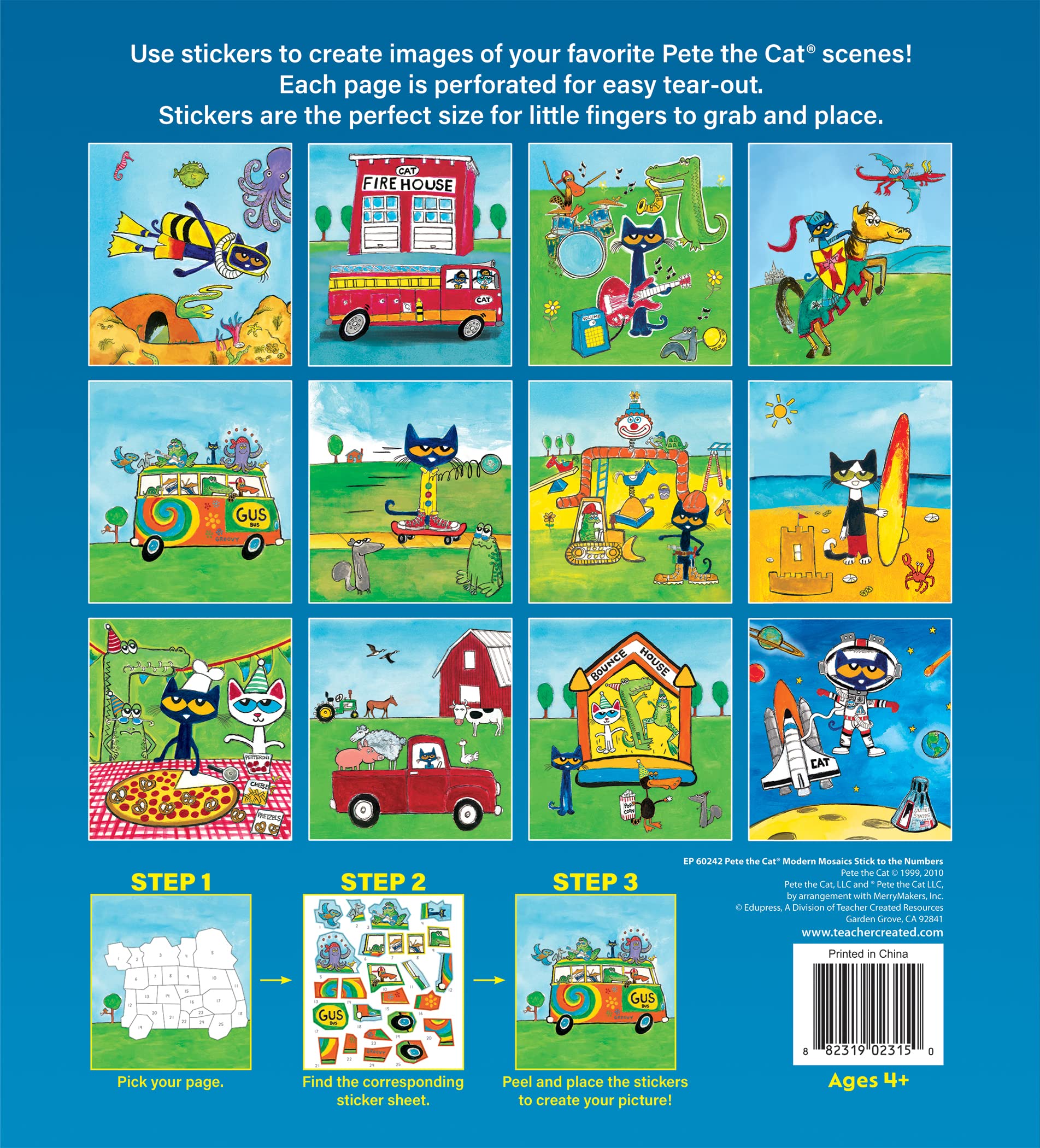 Foto 4 | Libro De Rompecabezas Con Pegatinas, Recursos Creados Por El Profesor Pete The Cat - Venta Internacional.