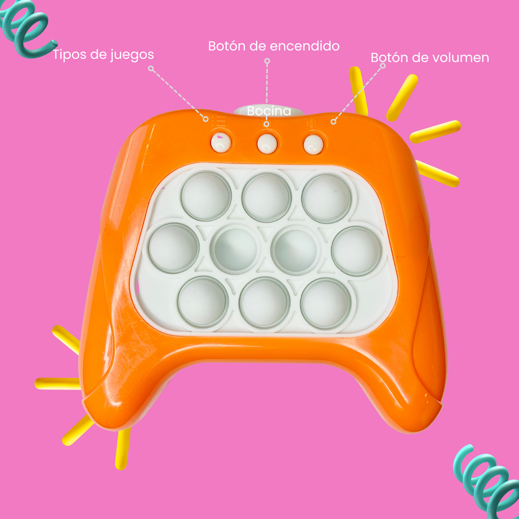 Foto 5 pulgar | Juego Quick Push Pop It Consola de Respuesta Rápida Sensorial Naranja