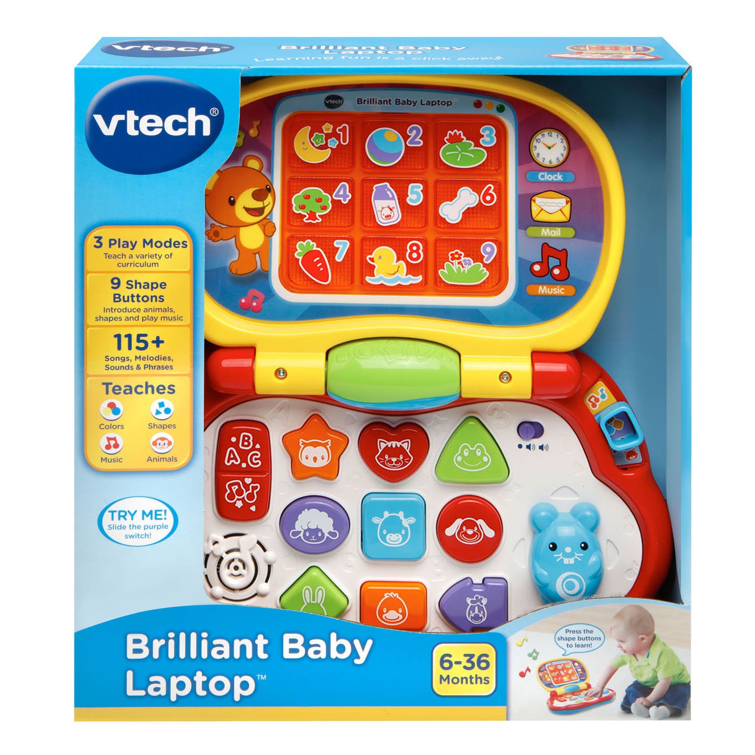 Foto 7 pulgar | Venta Internacional - Baby Laptop de Juguete Vtech con Más de 115 Canciones