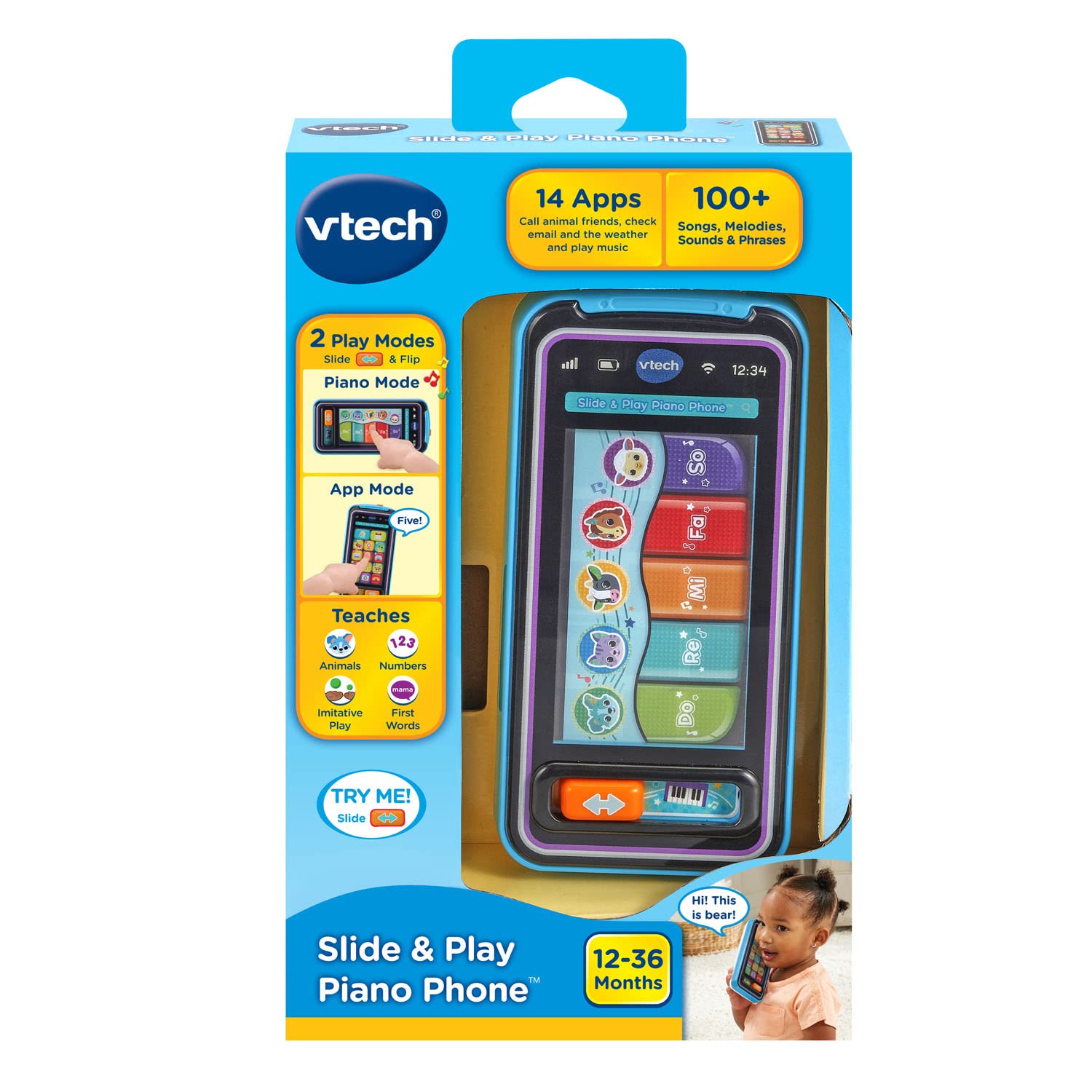 Foto 8 pulgar | Venta Internacional - Teléfono De Piano Toy Vtech Slide And Play Para Bebés De 12 A 36 Meses