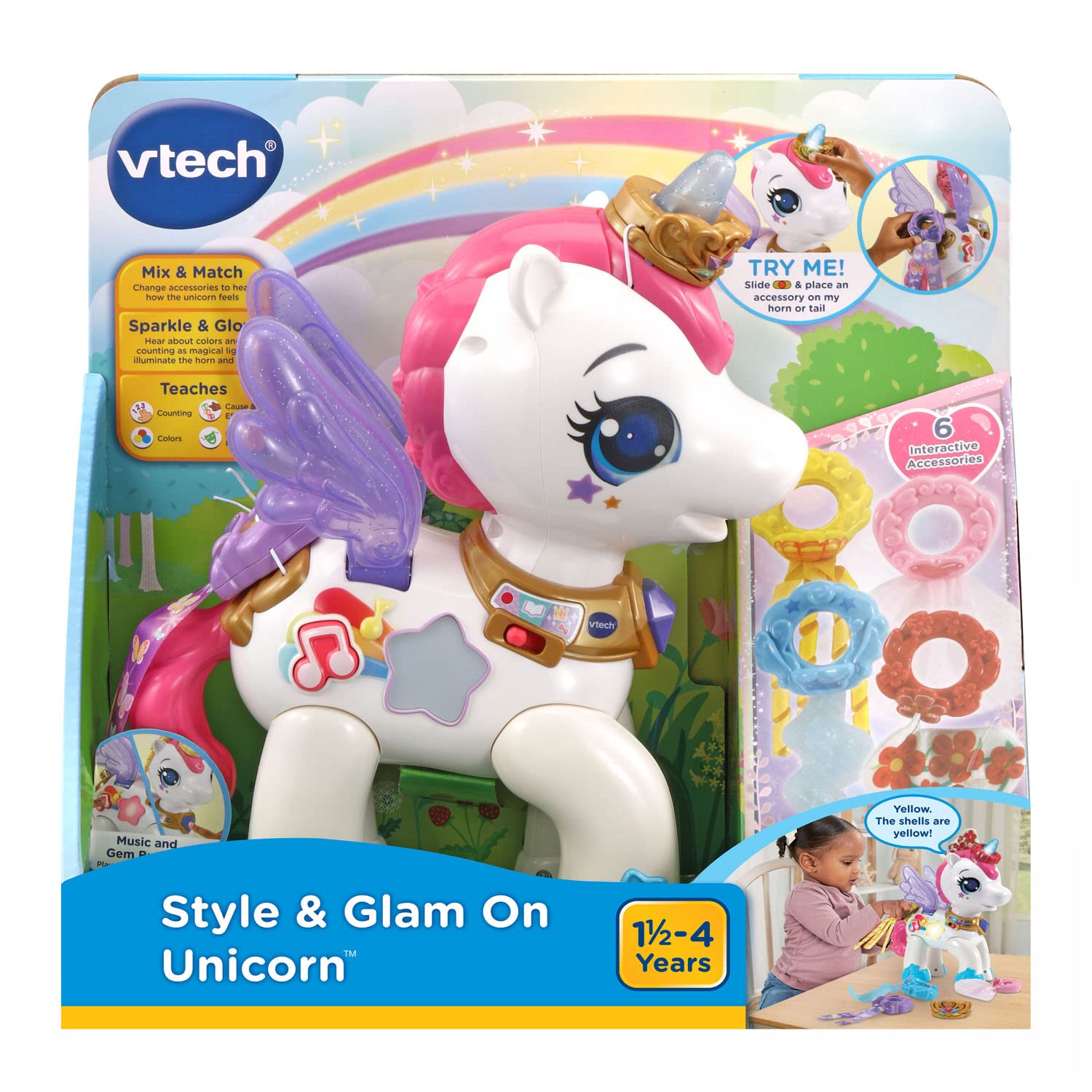 Foto 8 pulgar | Venta Internacional - Juguete Vtech Style Y Glam On Unicorn Con 6 Accesorios