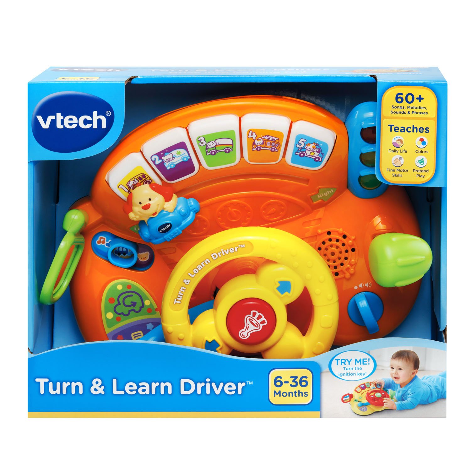 Foto 6 pulgar | Conductor Toy Vtech Turn And Learn Con Sonidos De Animales Y Vehículos - Venta Internacional.