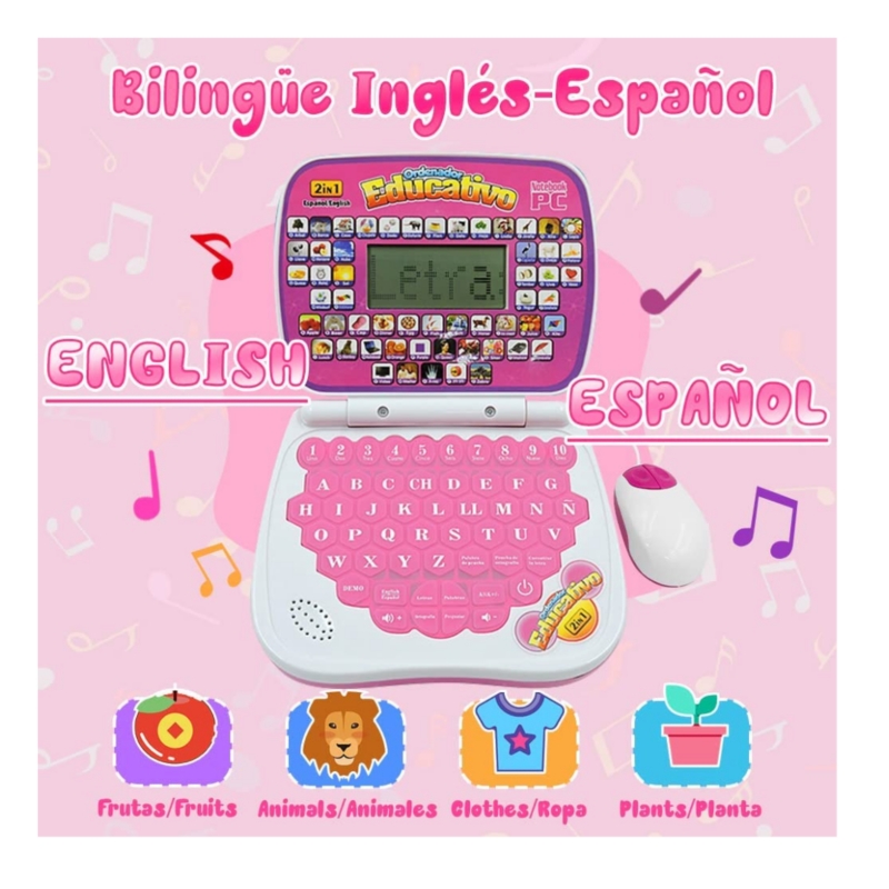 Foto 3 pulgar | Mini Portátil Interactivo Para Niños Español-inglés Rosado - Venta Internacional.