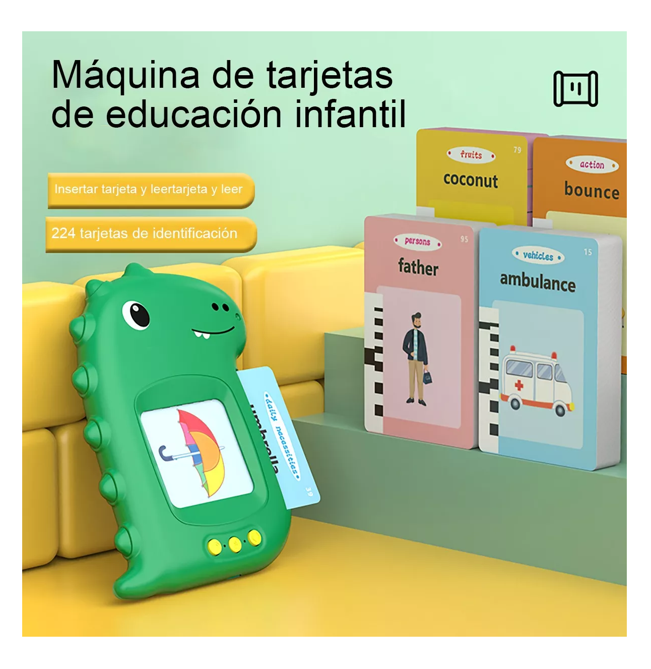 Foto 3 pulgar | Computadora Didactica  Juguetes Para Niños Español/inglés Dinosaurio Verde