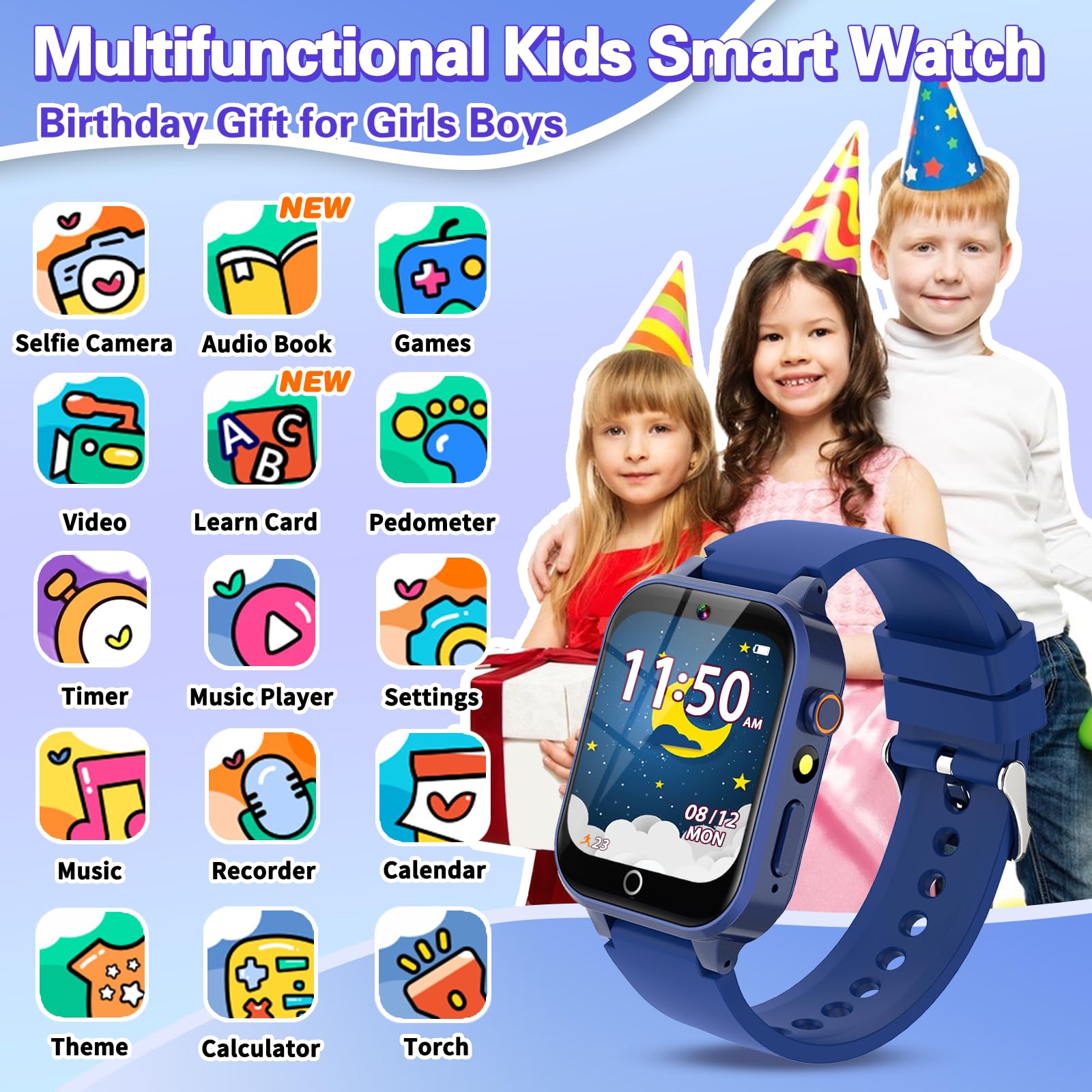 Foto 3 pulgar | Reloj Inteligente Vakzovy Kids Con 26 Juegos De Rompecabezas, Cámara Hd Mp3 - Venta Internacional.