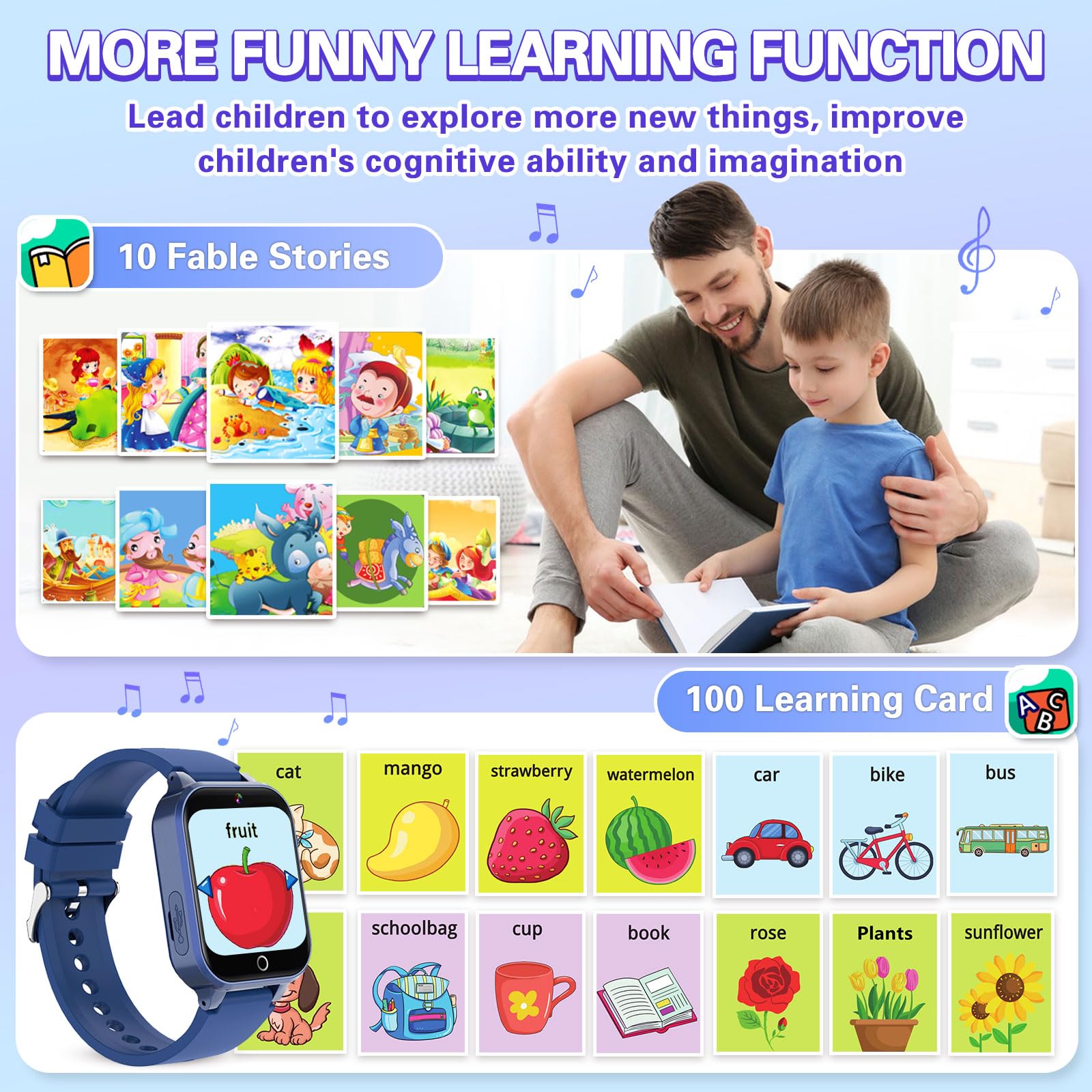 Foto 5 pulgar | Reloj Inteligente Vakzovy Kids Con 26 Juegos De Rompecabezas, Cámara Hd Mp3 - Venta Internacional.