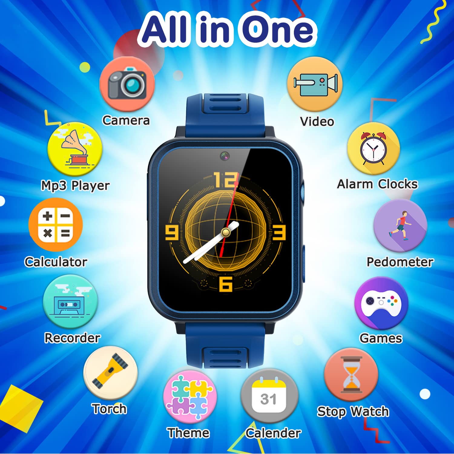 Foto 3 pulgar | Reloj Inteligente Cosjoype Kids con 24 Juegos de Rompecabezas Cámara HD y Música - Venta Internacional