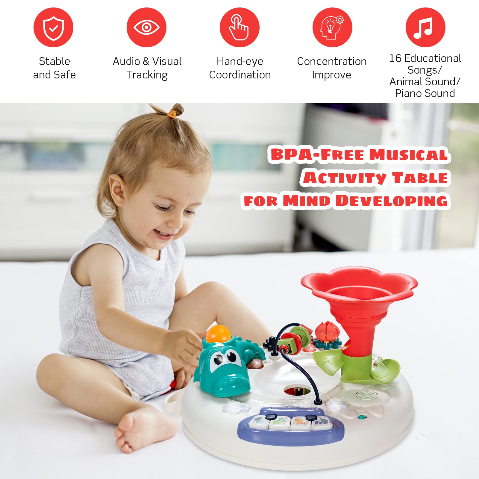 Foto 6 pulgar | Mesa de Actividades Costzon para Aprender Música con 16 Canciones para Niños - Venta Internacional