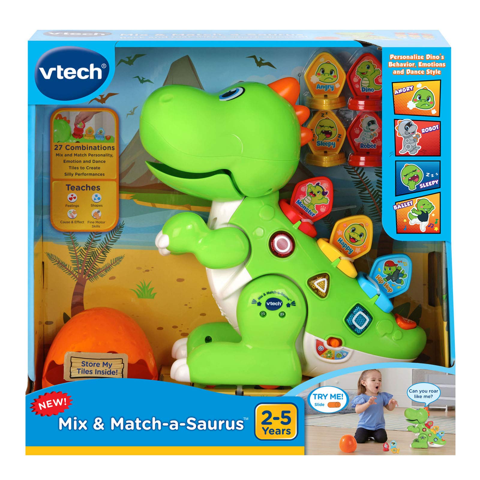 Foto 8 pulgar | Toy Vtech Mix Y Match-a-saurus Green Con Iconos De Emoción Y Música - Venta Internacional.