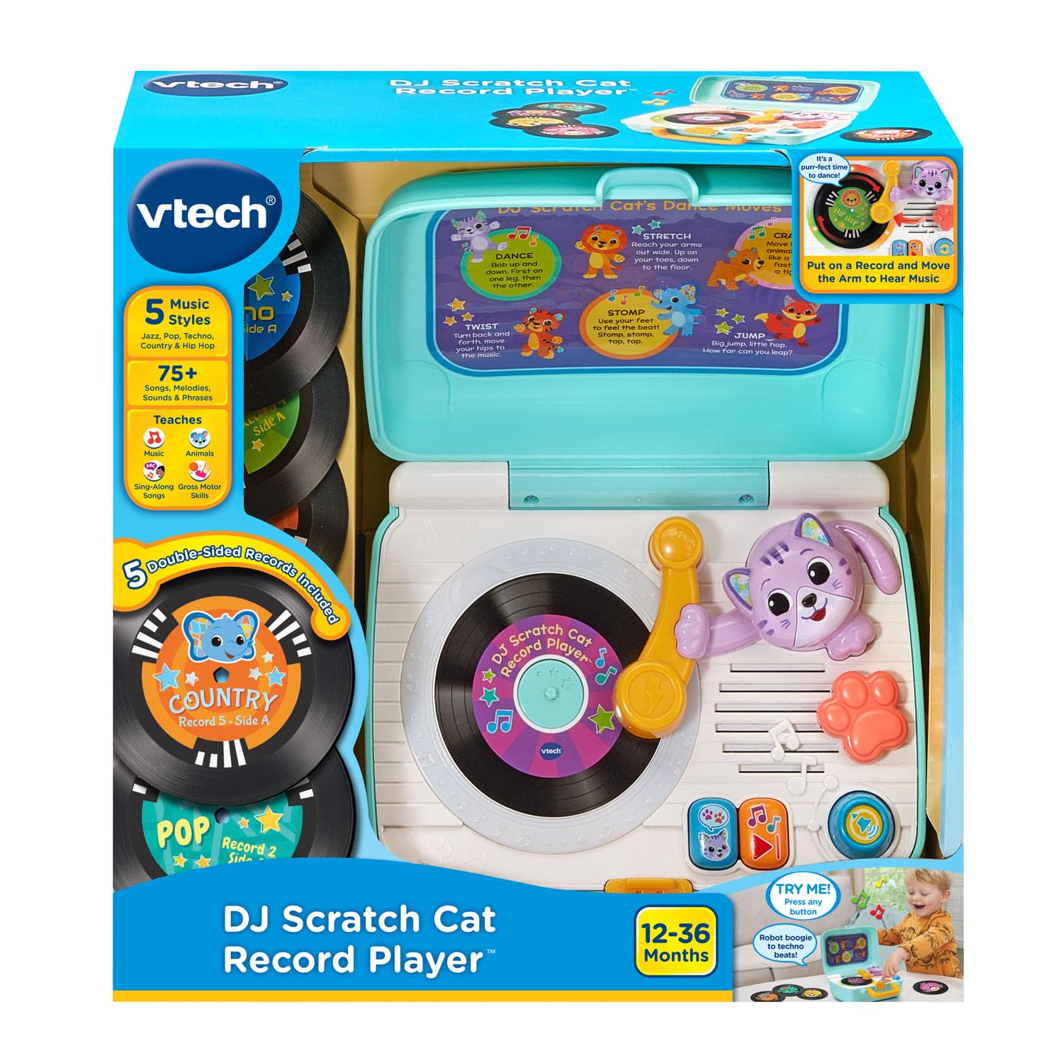 Foto 8 pulgar | Tocadiscos Vtech Dj Scratch Cat Con Discos A Doble Cara - Venta Internacional.