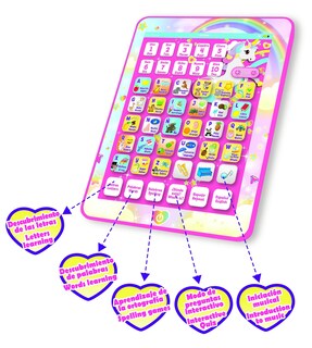 Foto 3 | Tableta De Aprendizaje, Léxico, Unicornio, Educativo, Bilingüe, Rosa - Venta Internacional.
