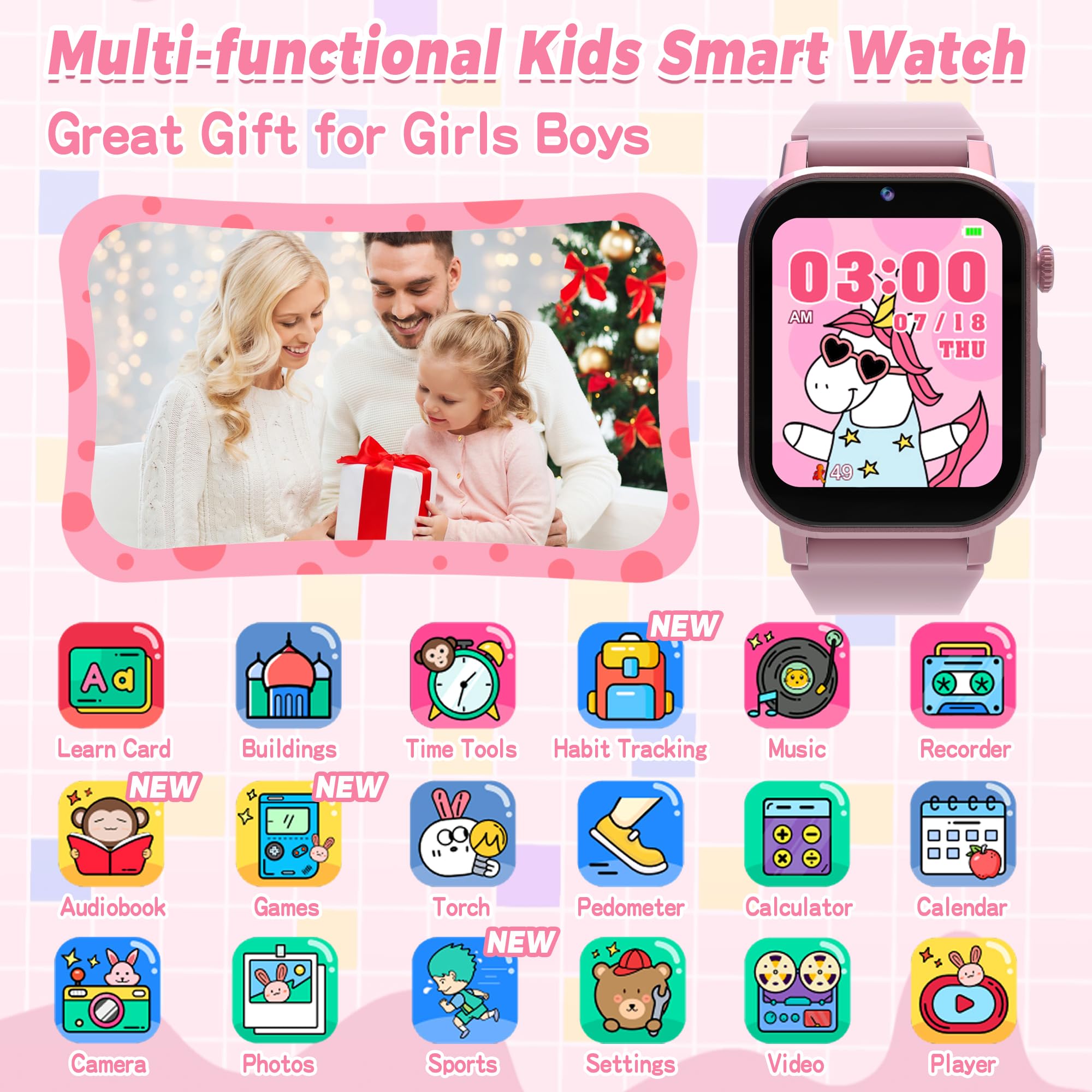 Foto 3 pulgar | Reloj Inteligente Phyulls Rosa Infantil-Venta Internacional