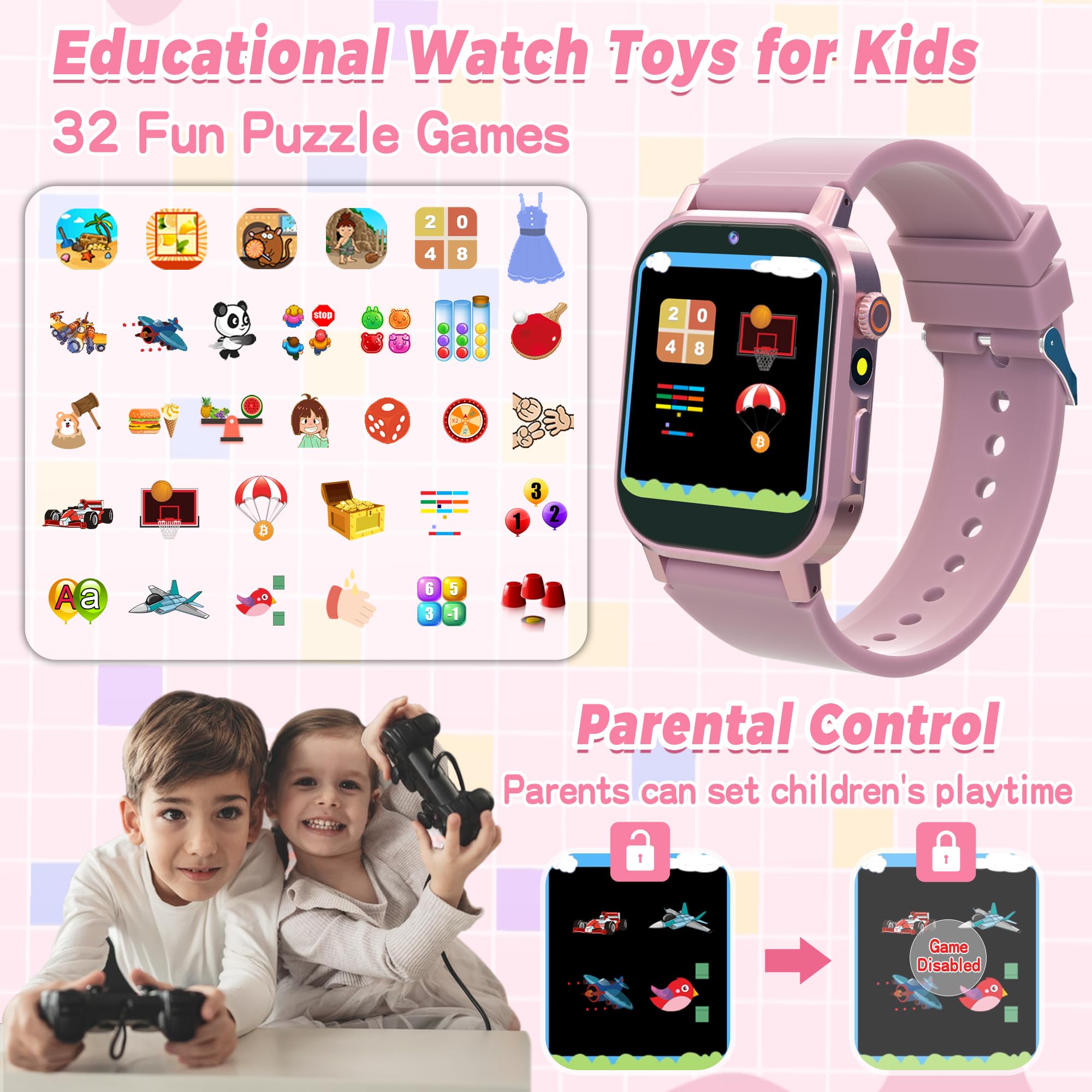 Foto 5 pulgar | Reloj Inteligente Phyulls Rosa Infantil-Venta Internacional