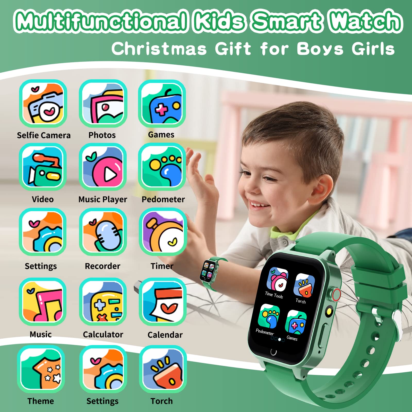 Foto 3 pulgar | Reloj Inteligente Cosjoype con Reproductor de Música Verde - Venta Internacional