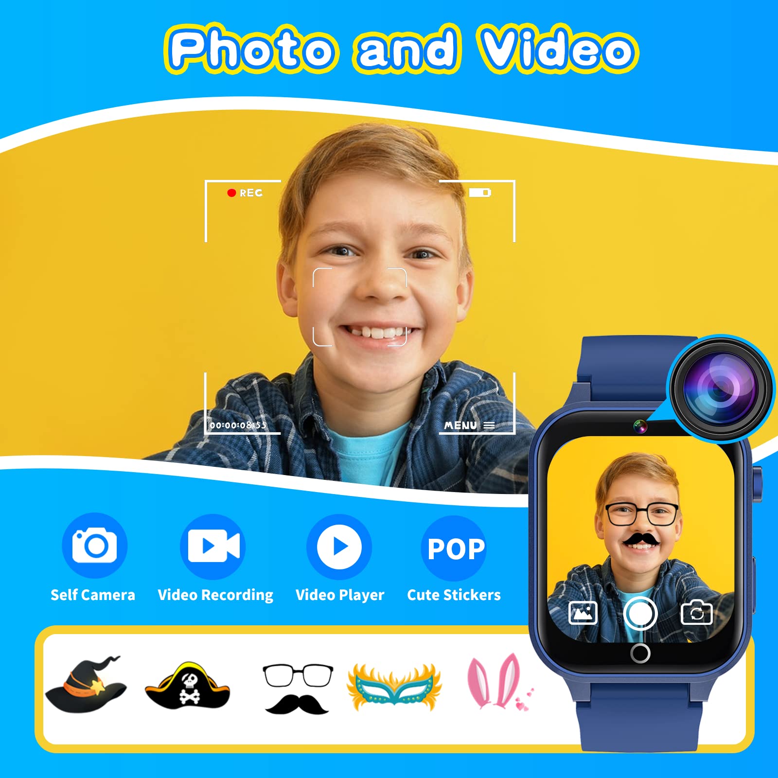 Foto 5 pulgar | Reloj Inteligente Cosjoype Upgrade Kids con Cámara Hd para 26 Juegos De Rompecabezas - Venta Internacional