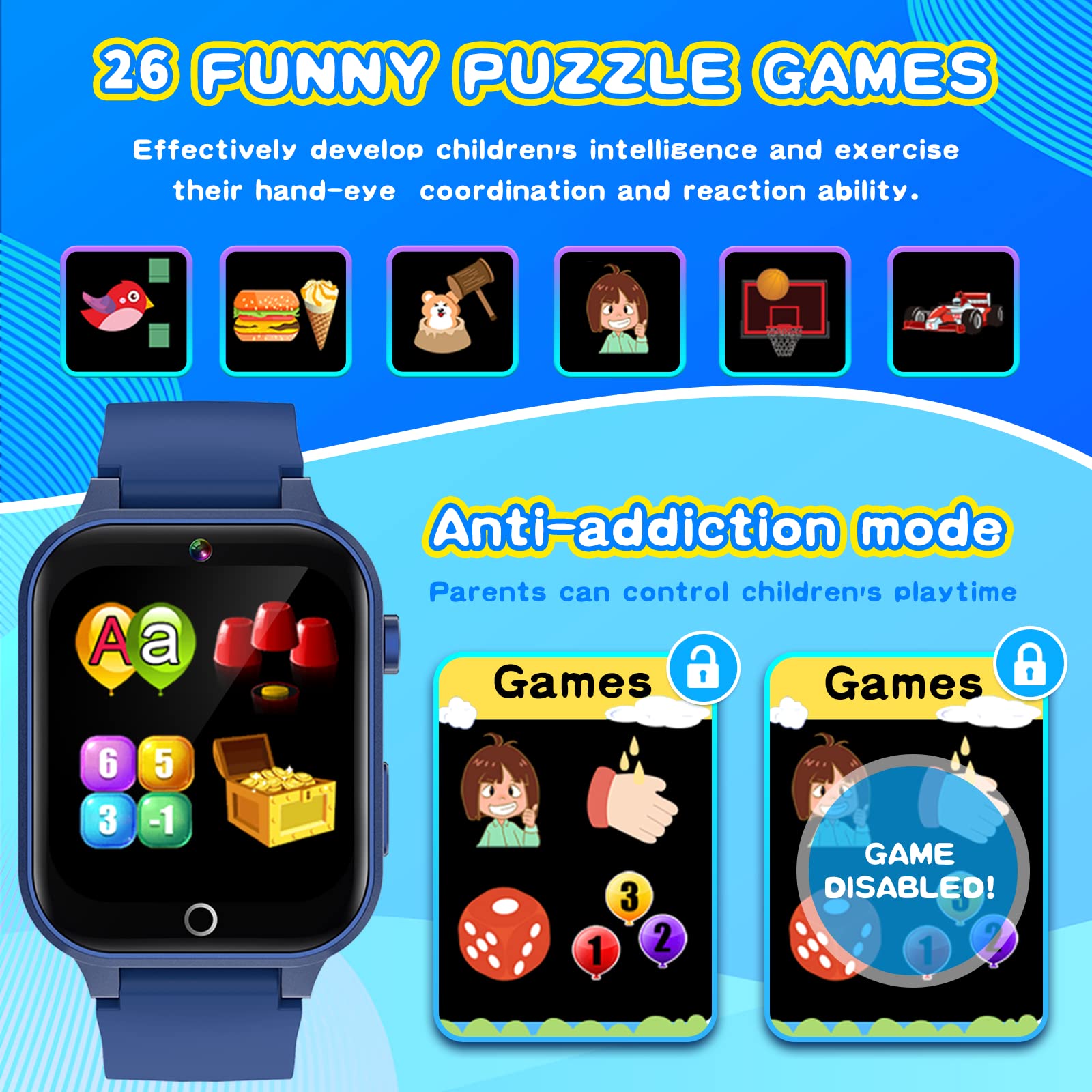 Foto 6 pulgar | Reloj Inteligente Cosjoype Upgrade Kids con Cámara Hd para 26 Juegos De Rompecabezas - Venta Internacional