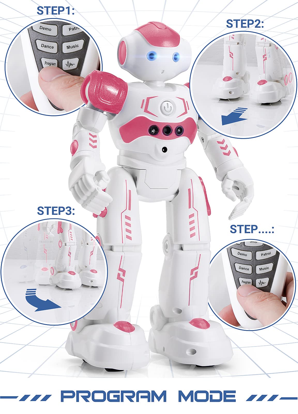 Foto 5 pulgar | Control Remoto Rc Robot Kingsdragon Con Sensor De Gestos, Color Rosa - Venta Internacional.