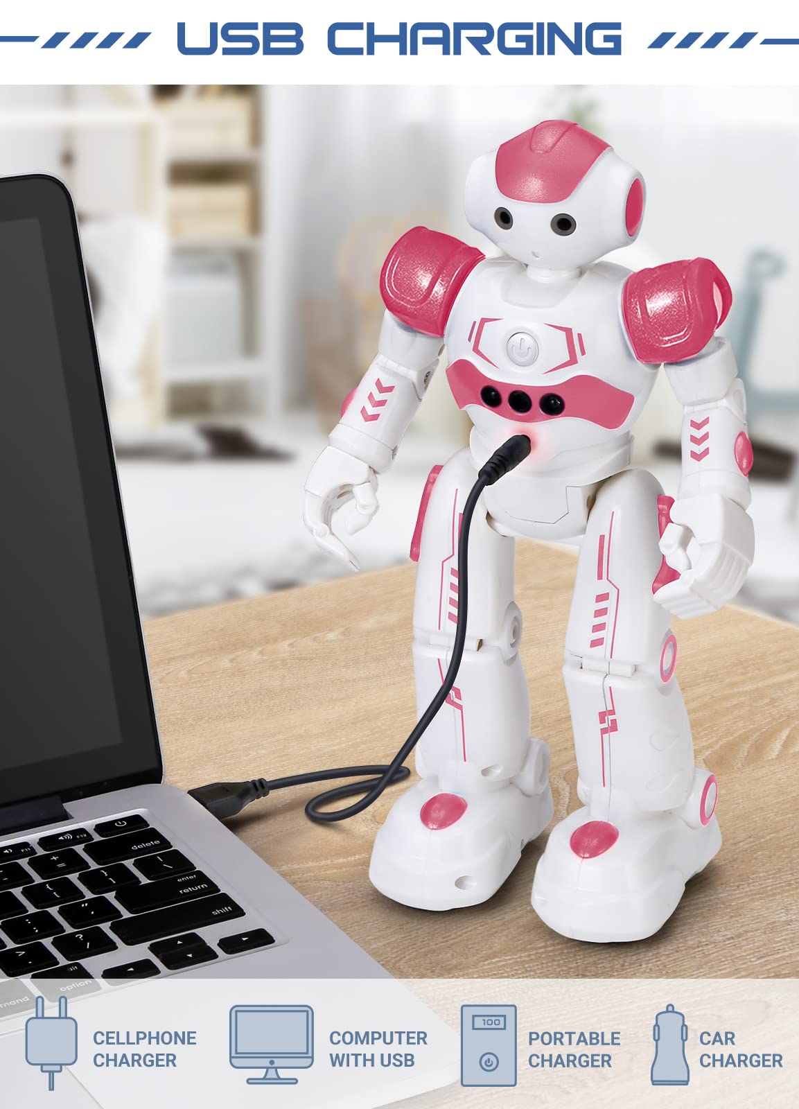 Foto 7 pulgar | Control Remoto Rc Robot Kingsdragon Con Sensor De Gestos, Color Rosa - Venta Internacional.