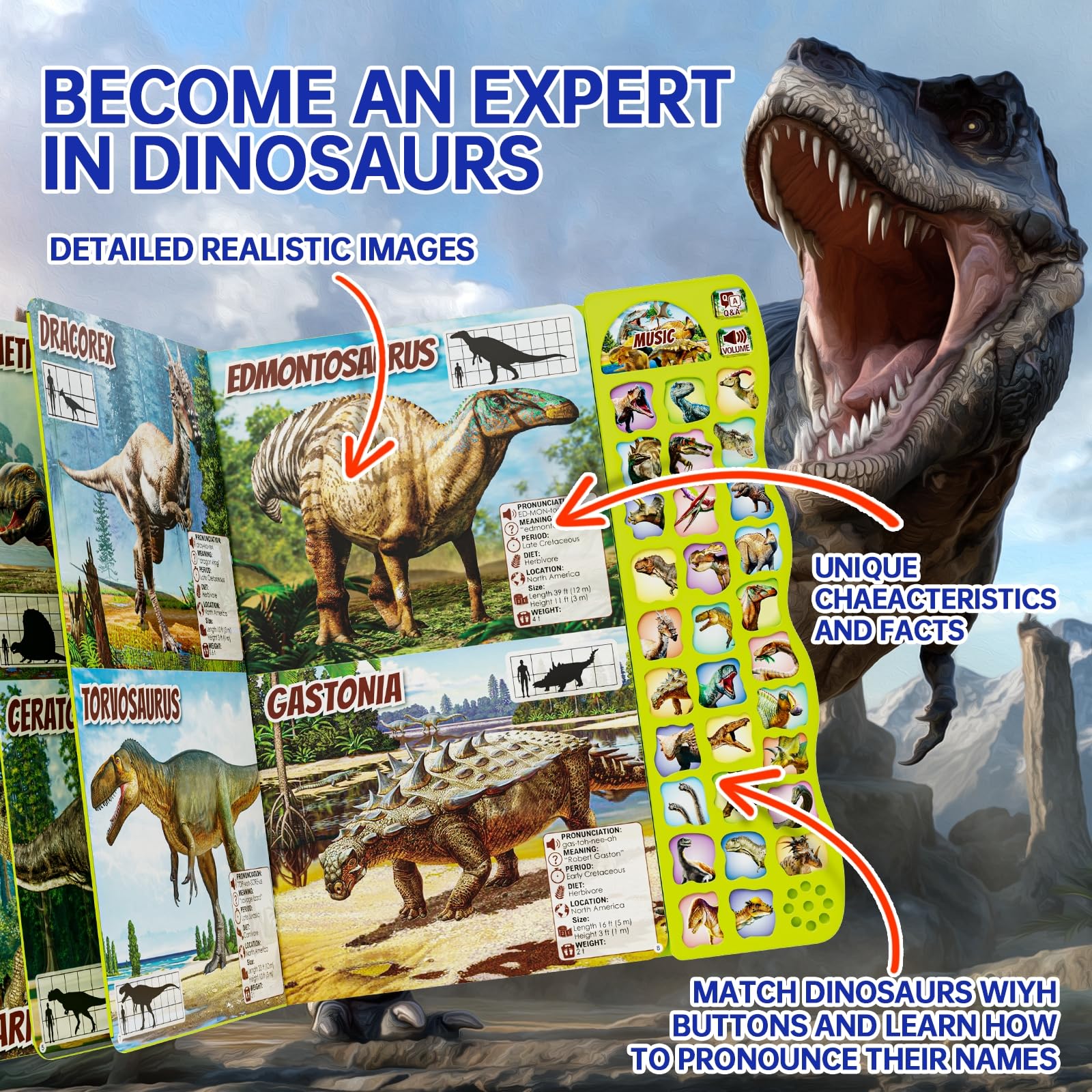 Foto 3 pulgar | Libro De Dinosaurios Con Sonidos Para Niños De 3 A 5 Años Con 30 Especies - Venta Internacional.