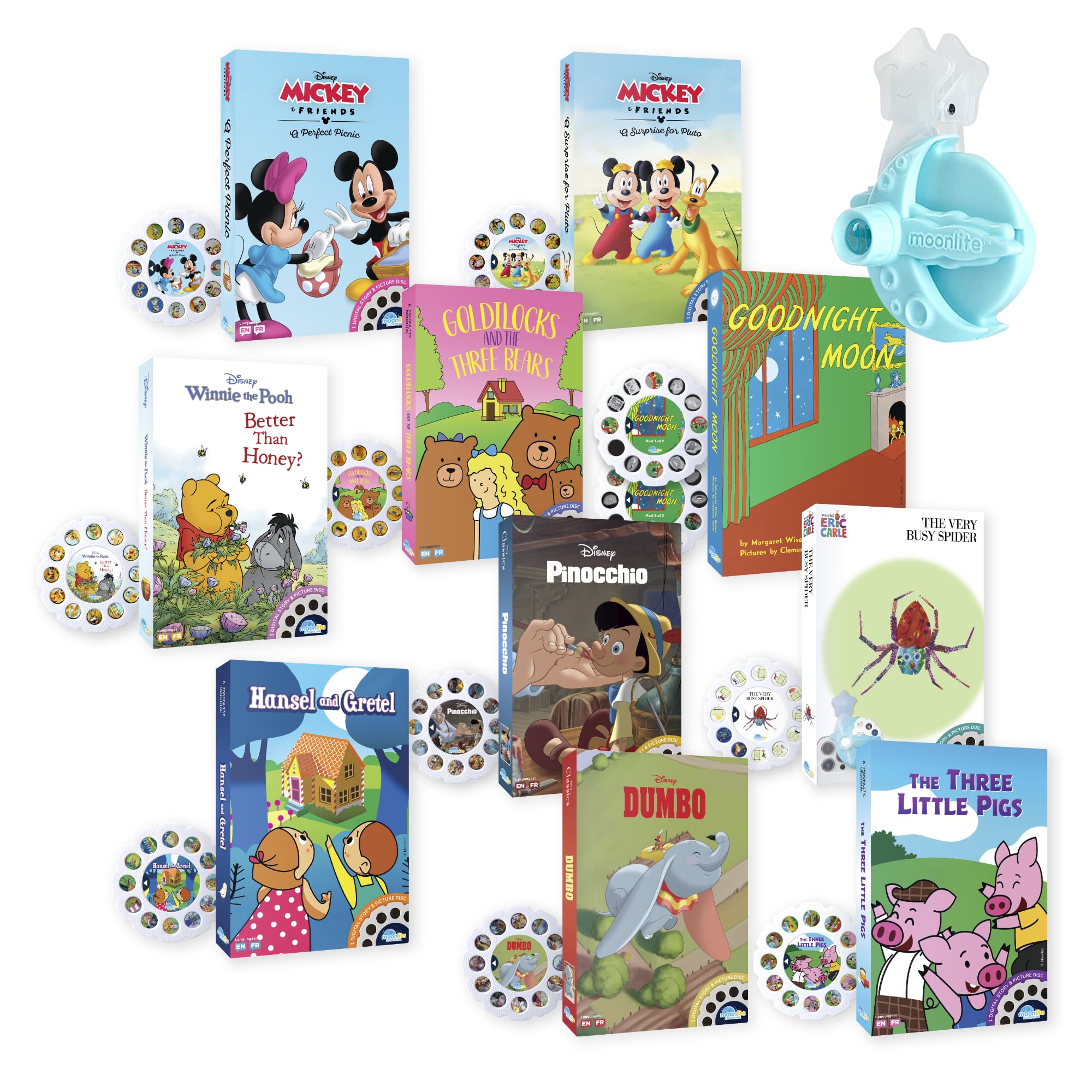 Miniproyector Moonlite Storytime Con 10 Historias Clásicas Para Niños - Venta Internacional.