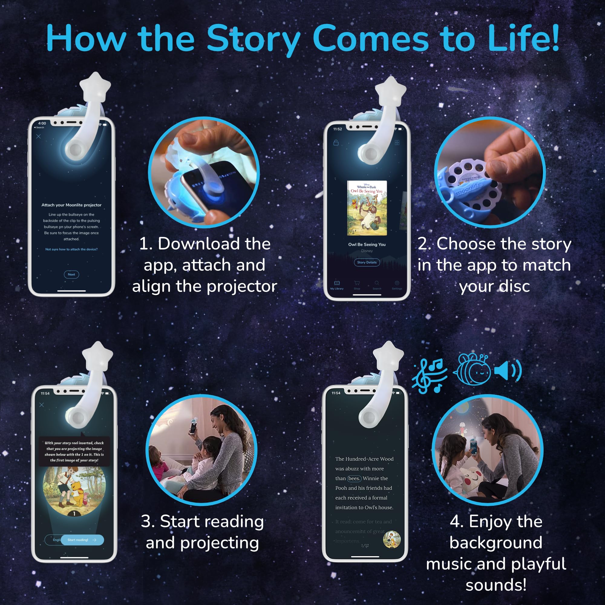 Foto 6 pulgar | Miniproyector Moonlite Storytime Con 10 Historias Clásicas Para Niños - Venta Internacional.