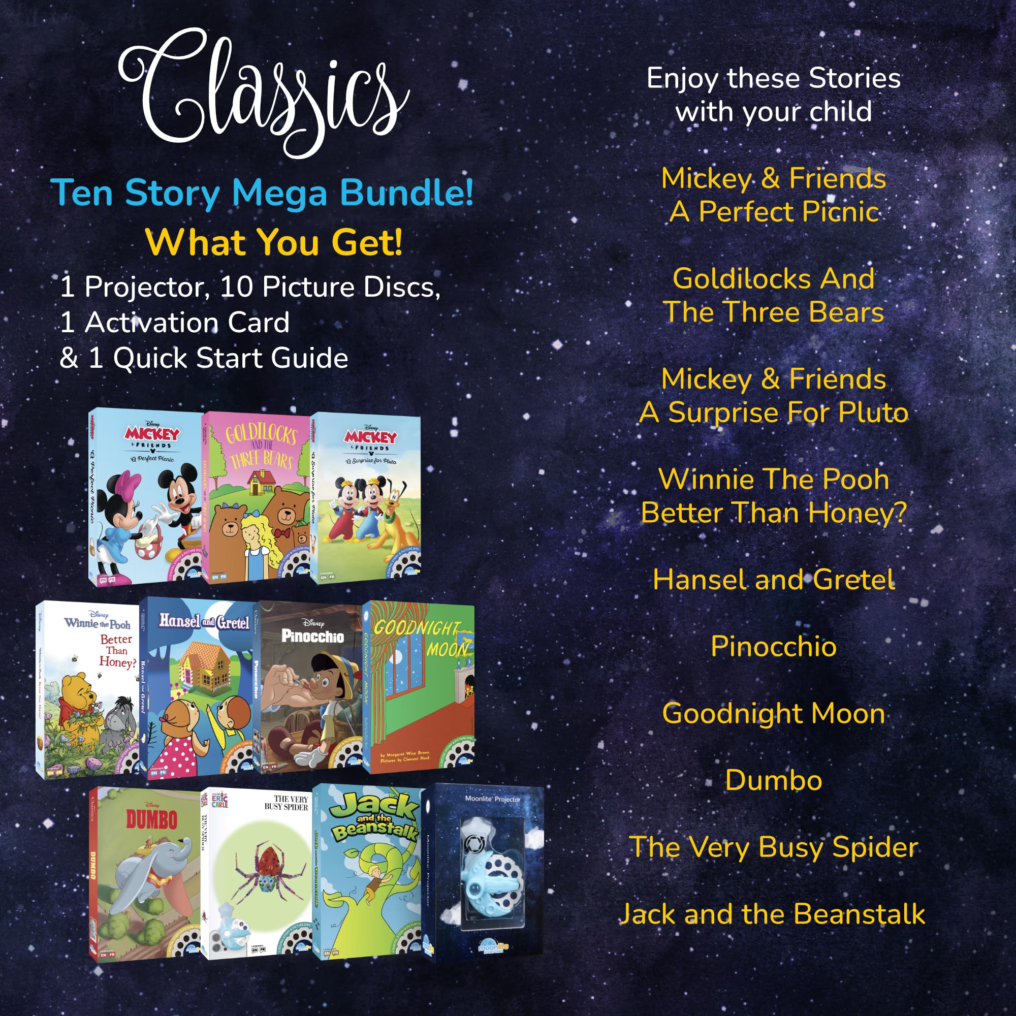 Foto 7 pulgar | Miniproyector Moonlite Storytime Con 10 Historias Clásicas Para Niños - Venta Internacional.