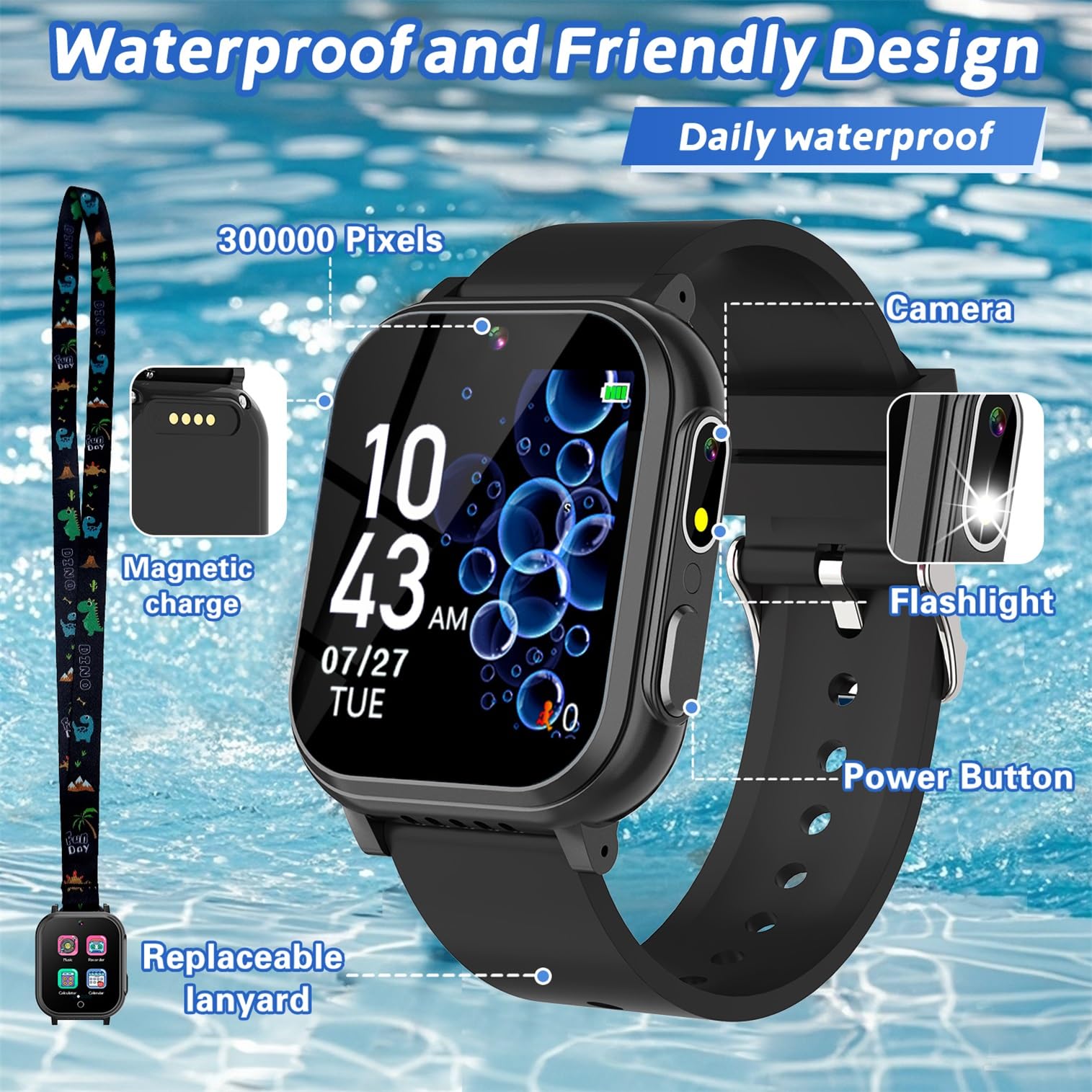 Foto 5 pulgar | Reloj Inteligente Cosjoype con Juegos y Cámara Dual HD Resistente al Agua  para Niños - Venta Internacional