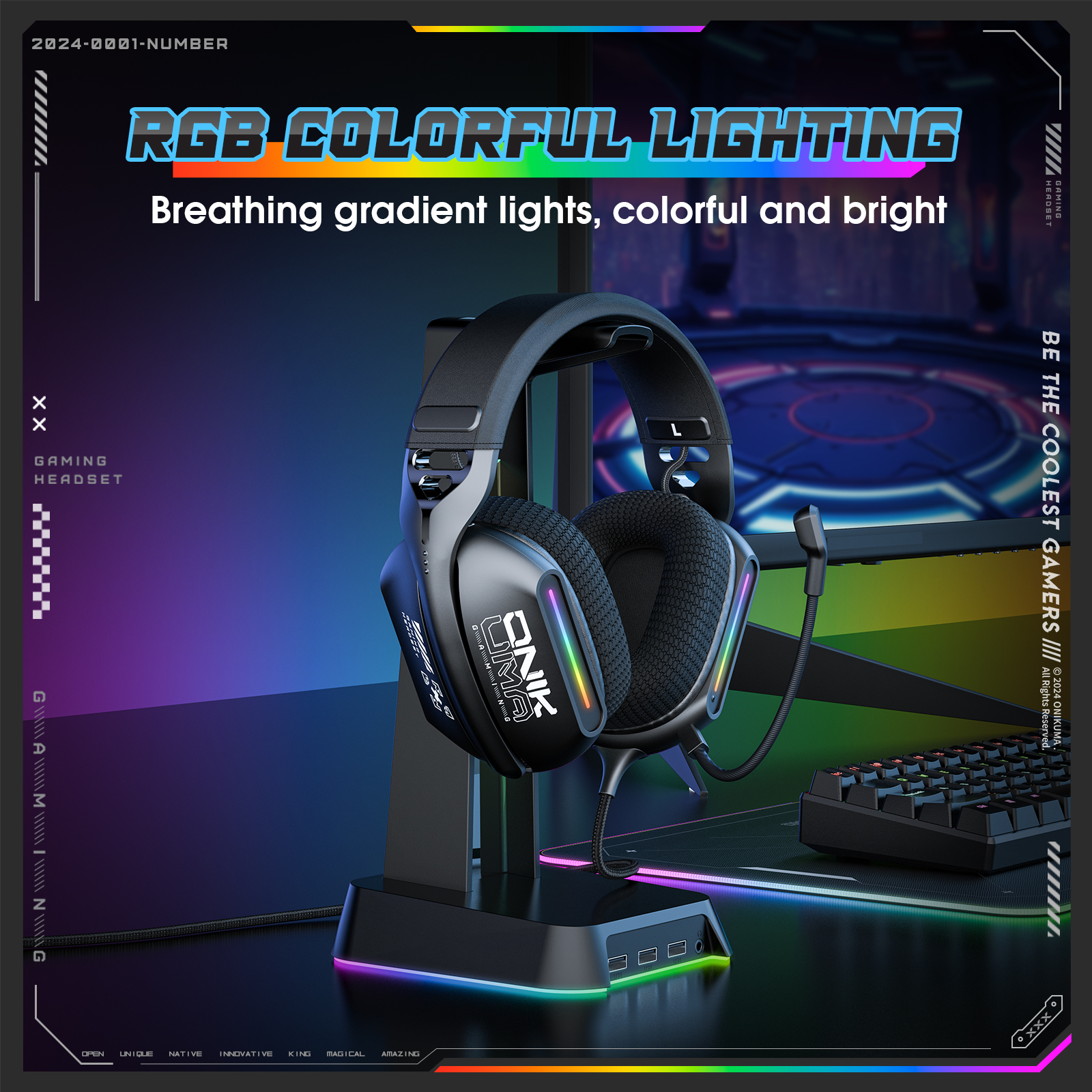 Foto 4 pulgar | Auriculares Para Juegos Onikuma X12 Con Cable Y Luces De Respiración - Venta Internacional.