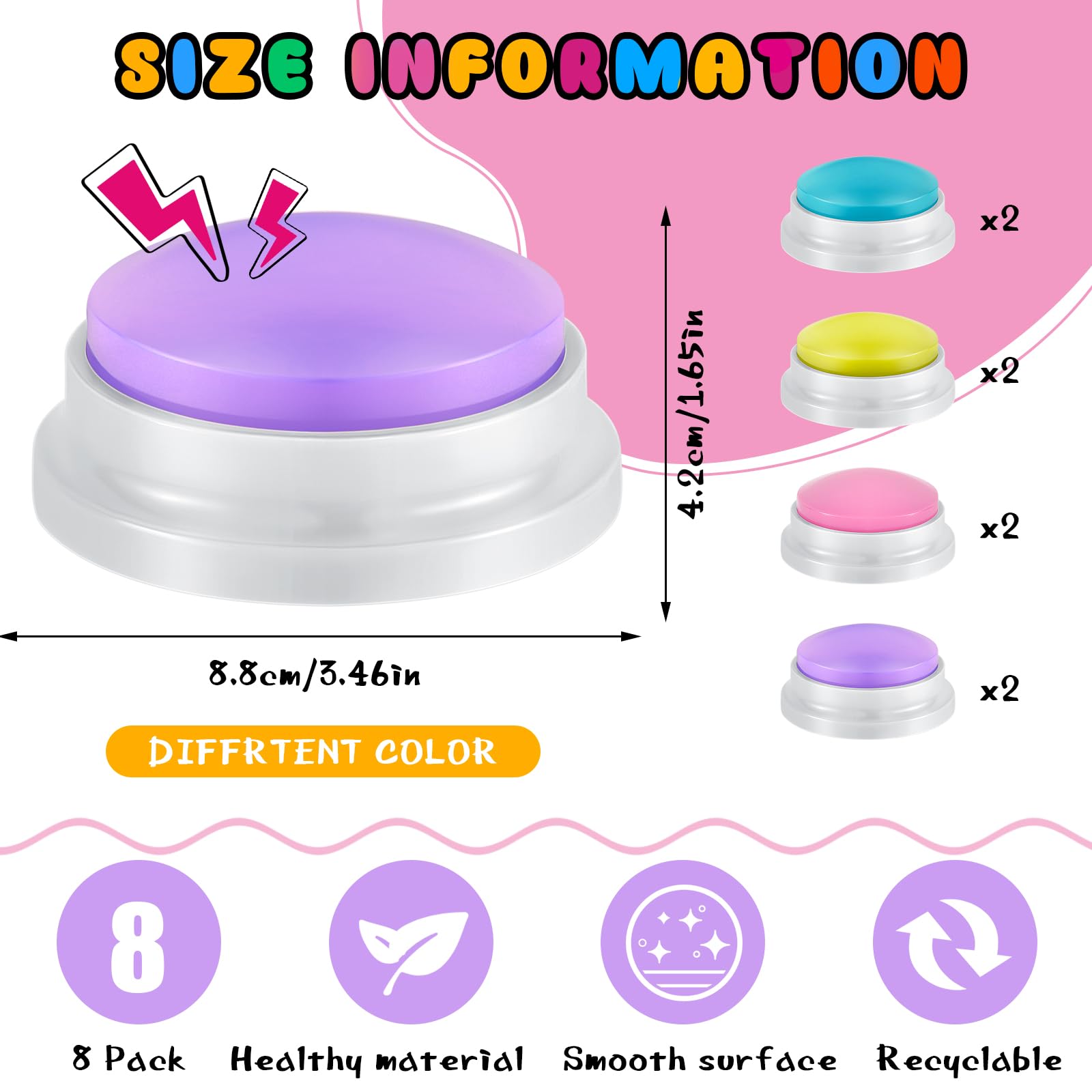 Foto 2 | Answer Buzzers Honoson Grabables, 8 Piezas, Para Un Programa De Juegos - Venta Internacional.